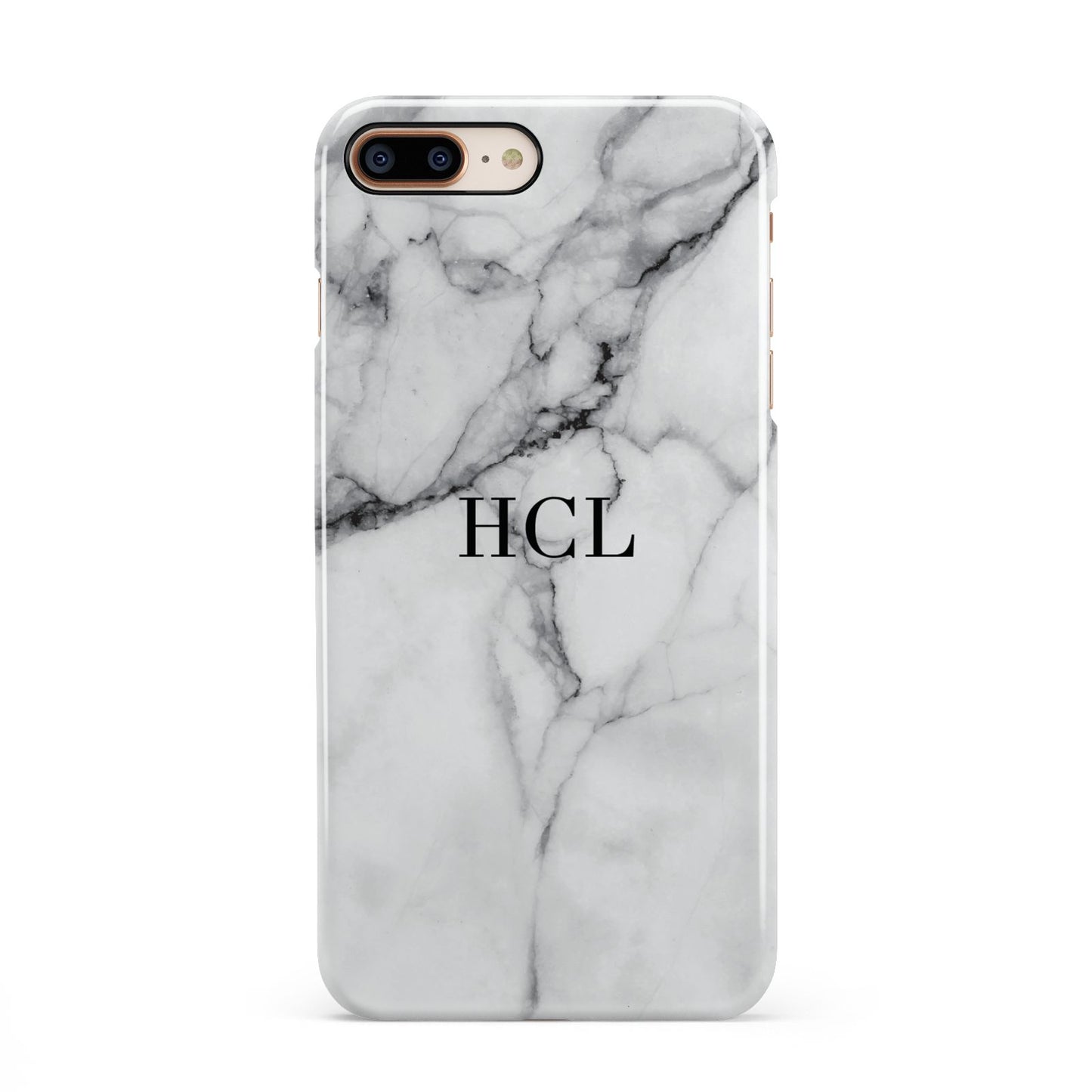 Personalised Small Marble Initials Custom iPhone 8 Plus 3D Snap Case on Gold Phone