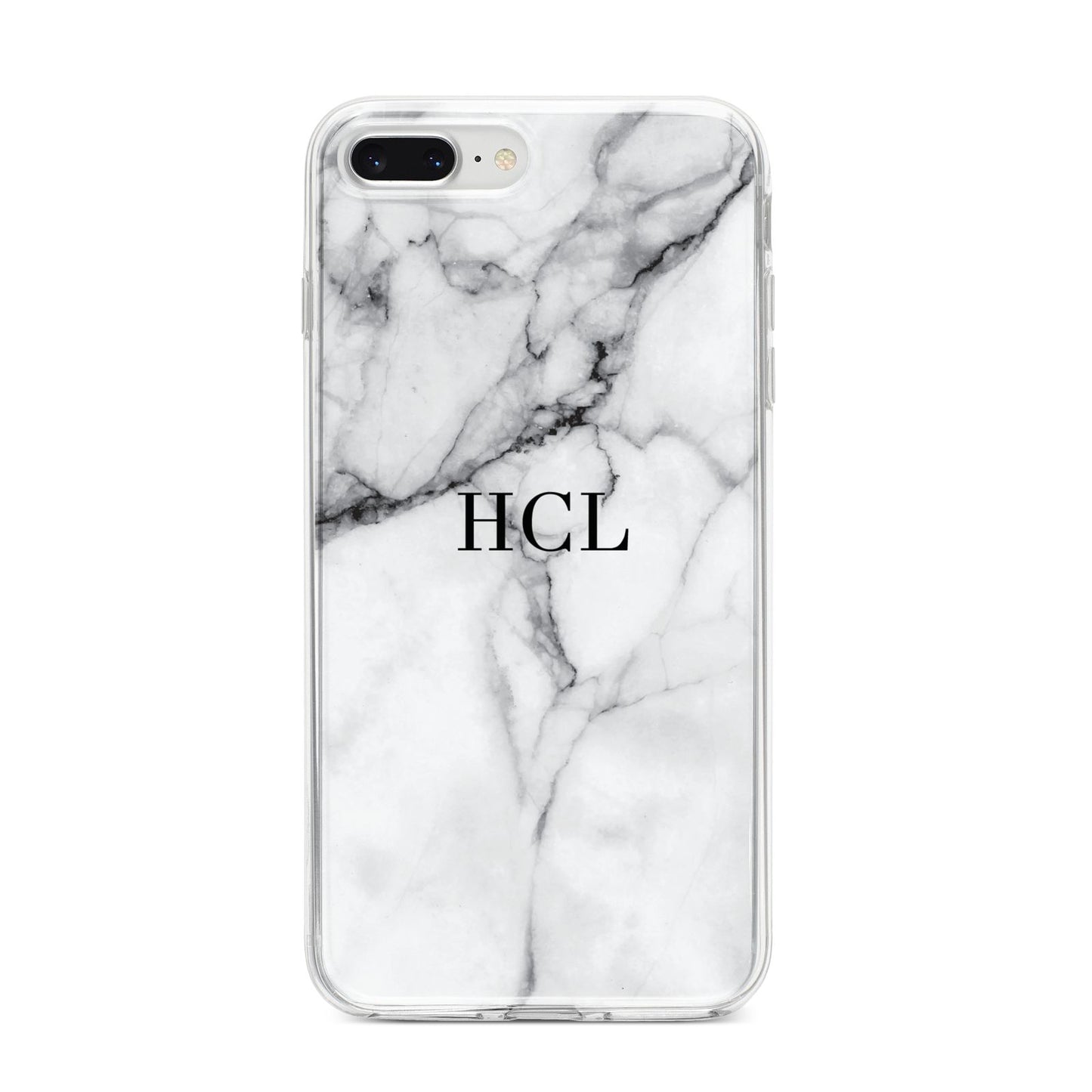 Personalised Small Marble Initials Custom iPhone 8 Plus Bumper Case on Silver iPhone