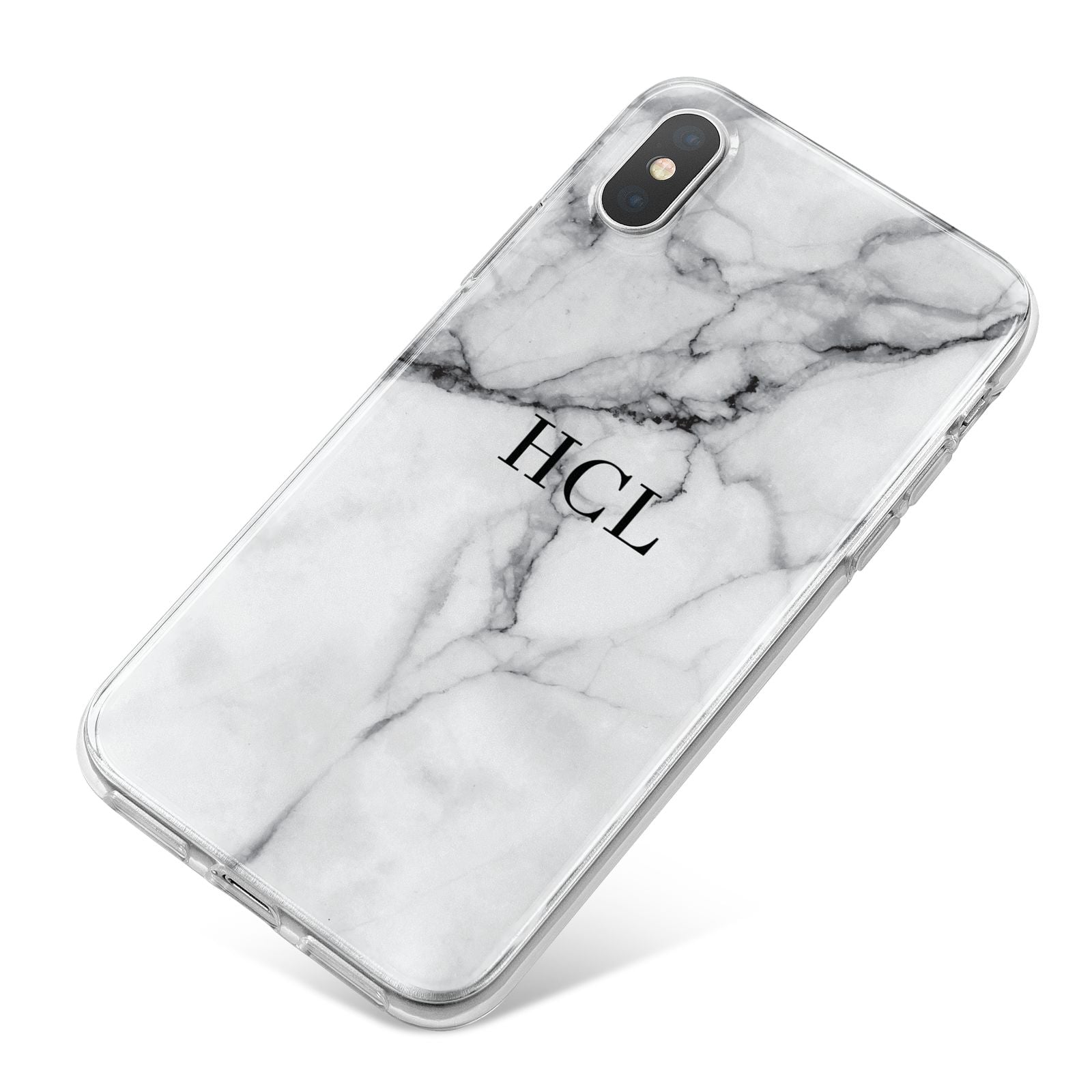 Personalised Small Marble Initials Custom iPhone X Bumper Case on Silver iPhone