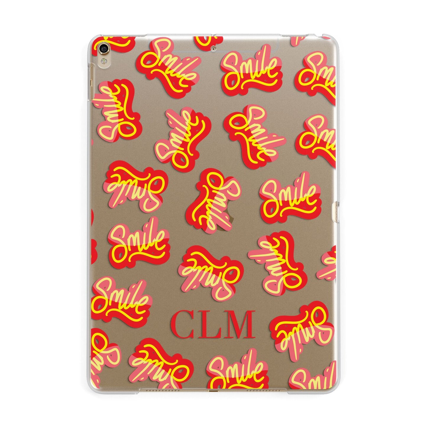 Personalised Smile Initials Clear Apple iPad Gold Case