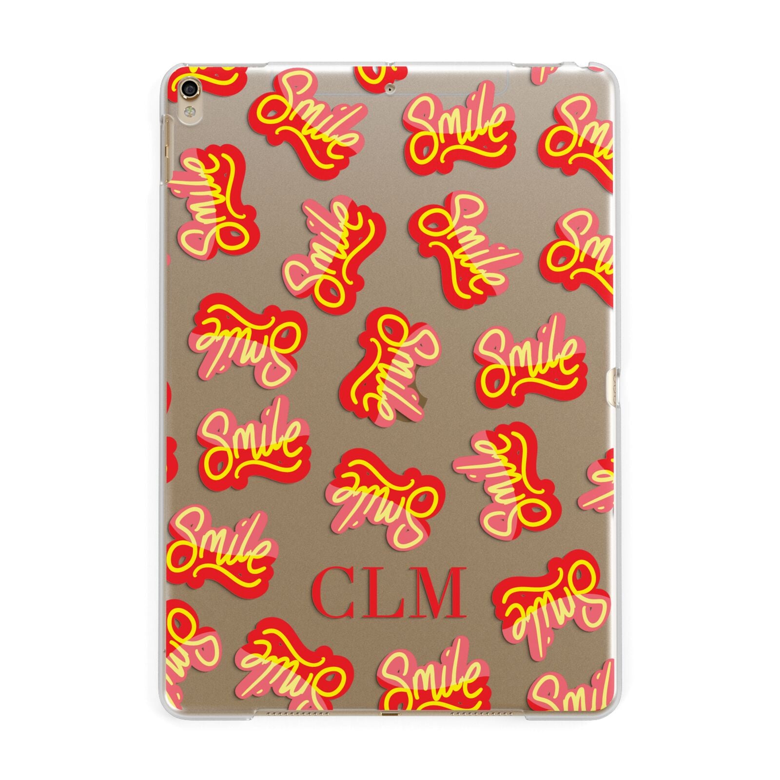 Personalised Smile Initials Clear Apple iPad Gold Case