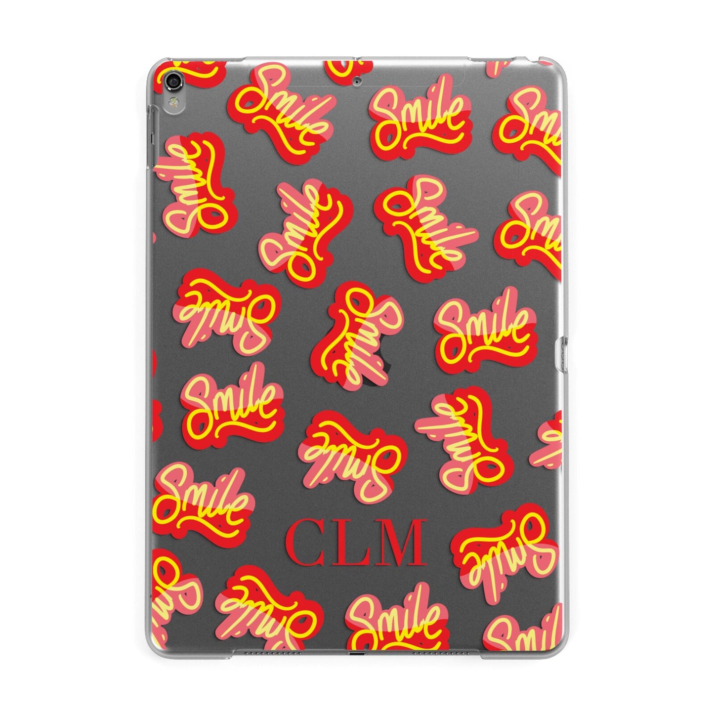 Personalised Smile Initials Clear Apple iPad Grey Case