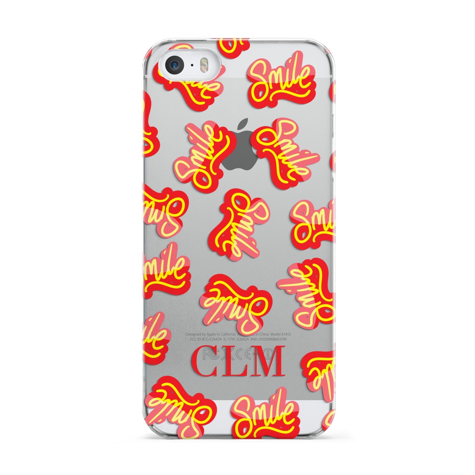 Personalised Smile Initials Clear Apple iPhone 5 Case