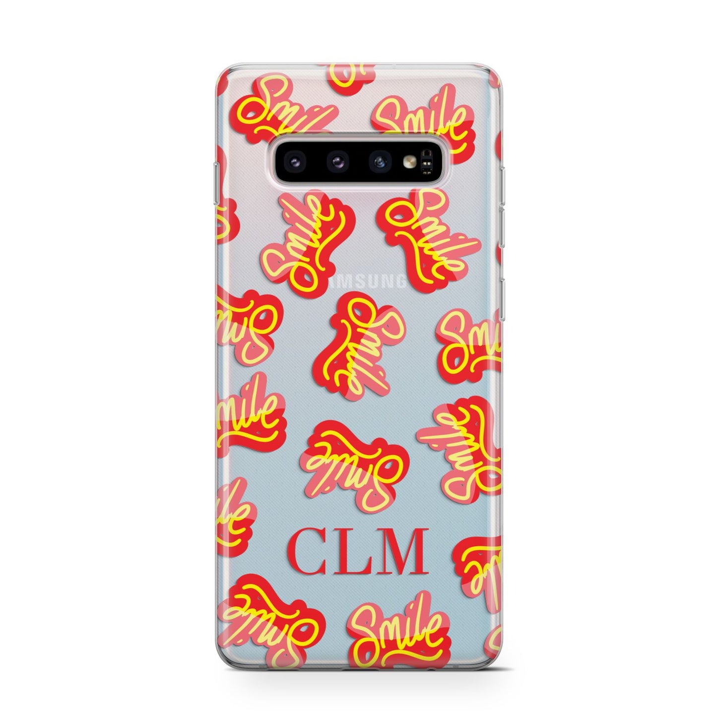 Personalised Smile Initials Clear Samsung Galaxy S10 Case