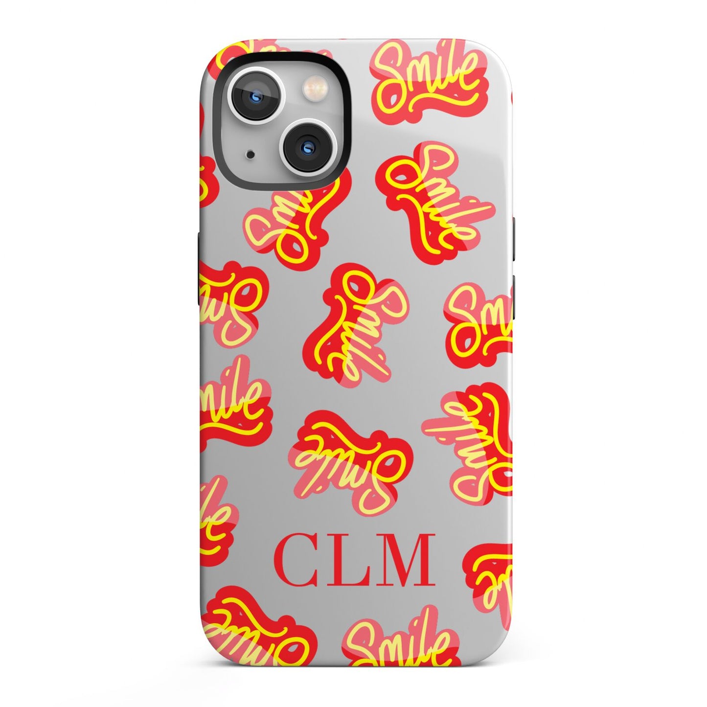 Personalised Smile Initials Clear iPhone 13 Full Wrap 3D Tough Case