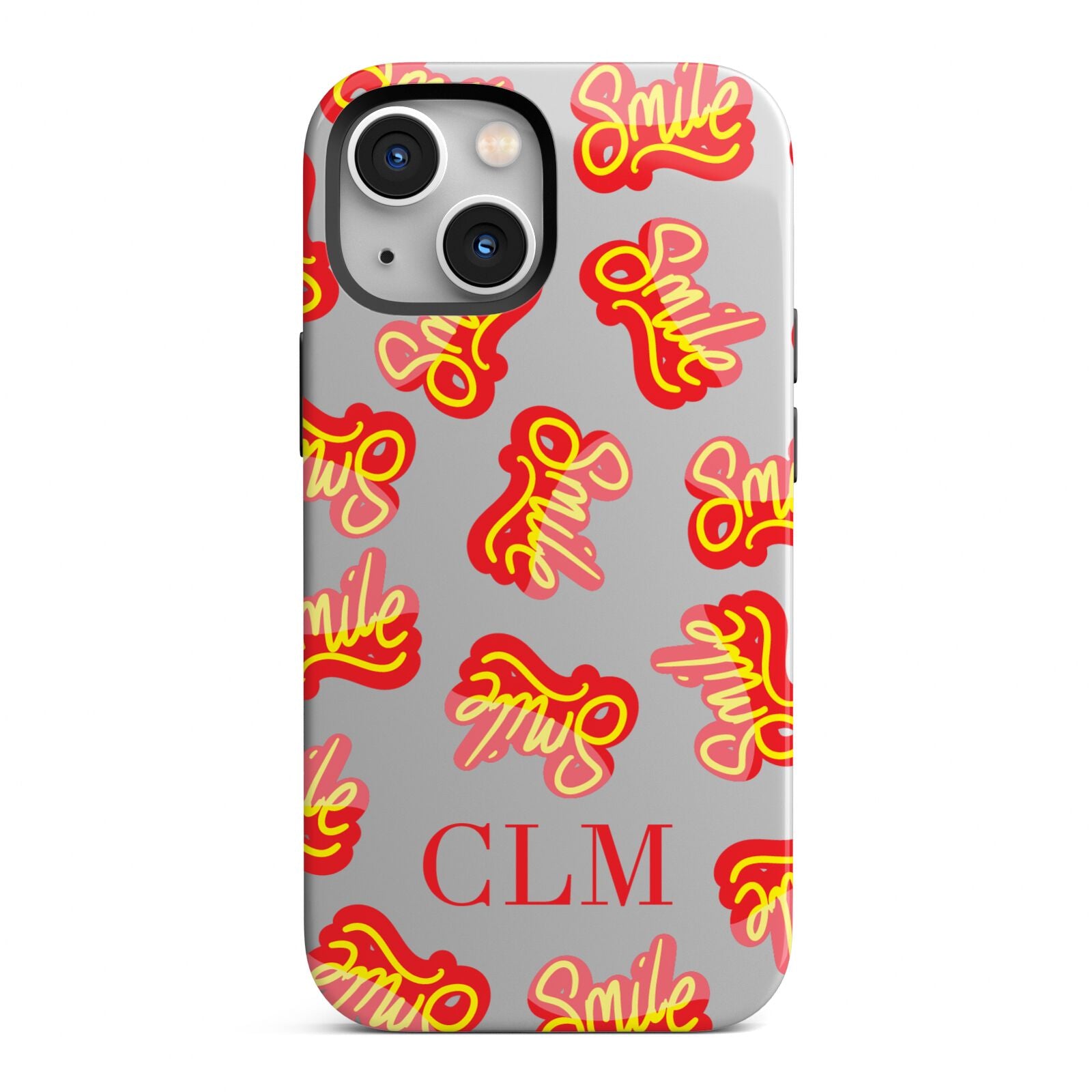 Personalised Smile Initials Clear iPhone 13 Mini Full Wrap 3D Tough Case