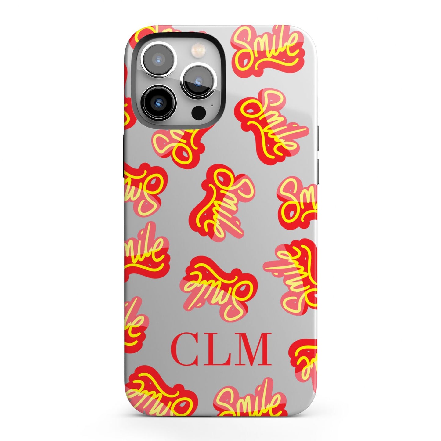 Personalised Smile Initials Clear iPhone 13 Pro Max Full Wrap 3D Tough Case