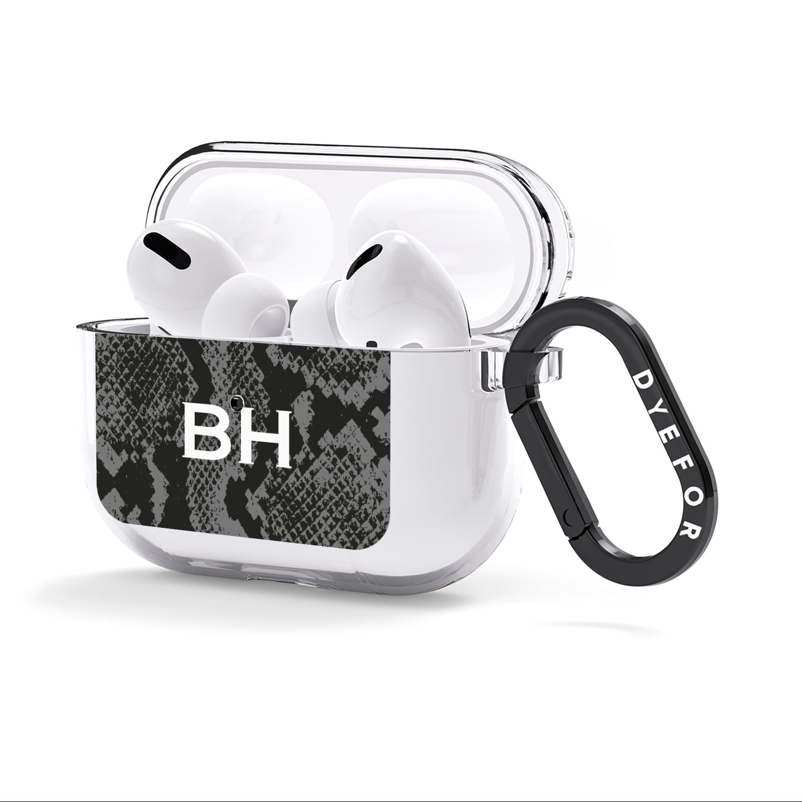 Personalised Snakeskin AirPods Clear Case 3rd Gen Side Image