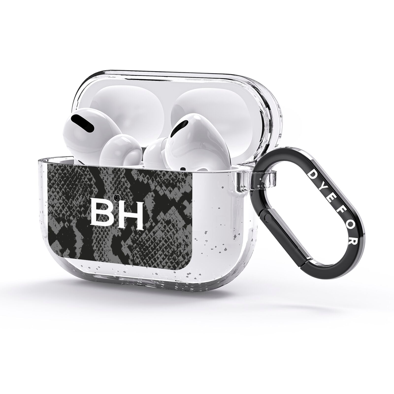 Personalised Snakeskin AirPods Glitter Case 3rd Gen Side Image