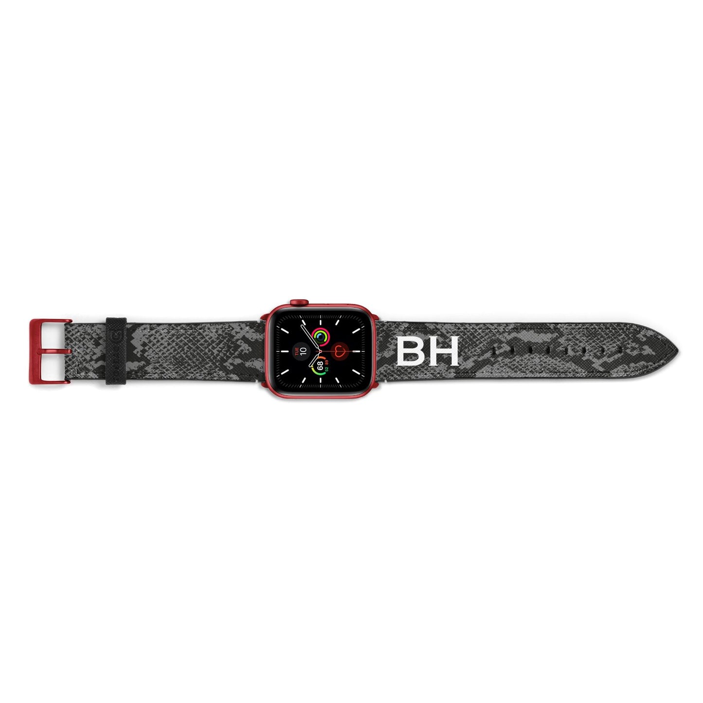 Personalised Snakeskin Apple Watch Strap Landscape Image Red Hardware