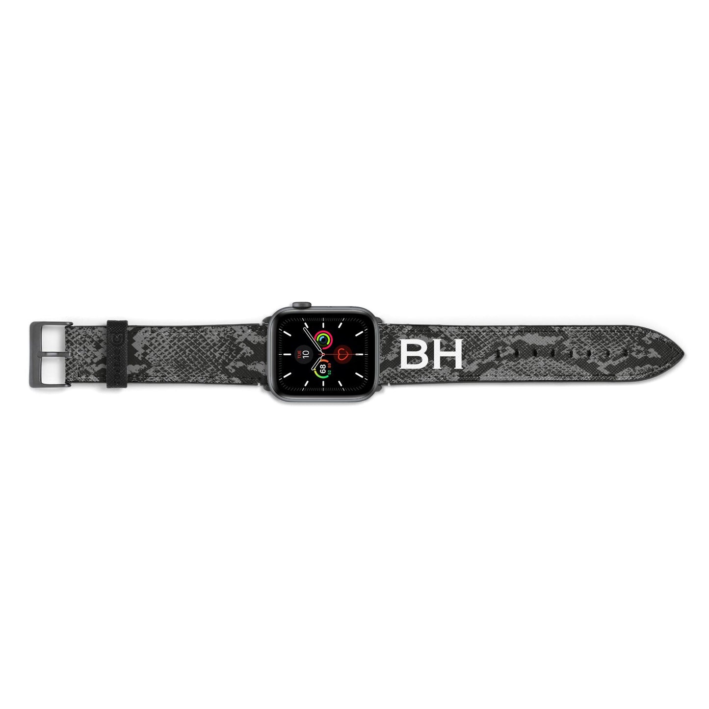 Personalised Snakeskin Apple Watch Strap Landscape Image Space Grey Hardware