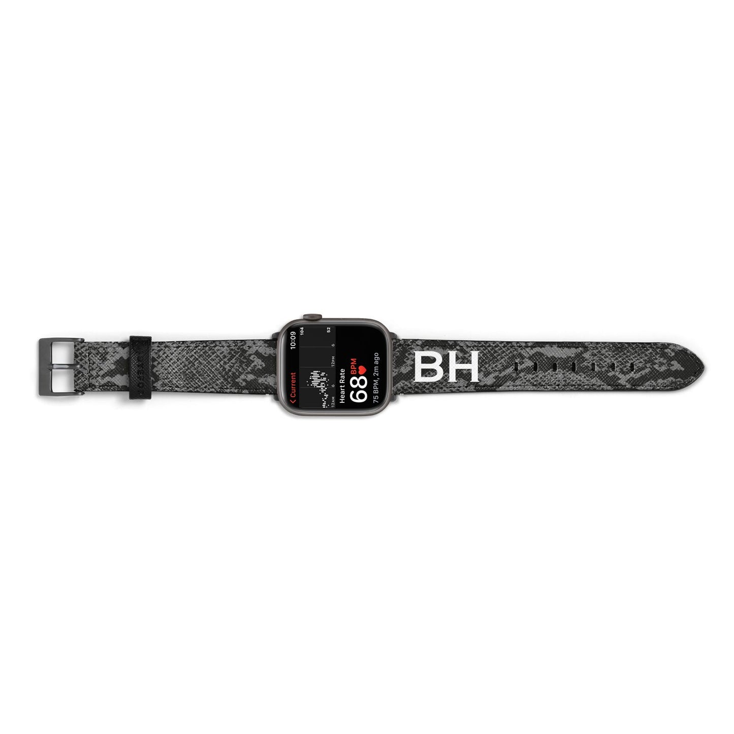 Personalised Snakeskin Apple Watch Strap Size 38mm Landscape Image Space Grey Hardware