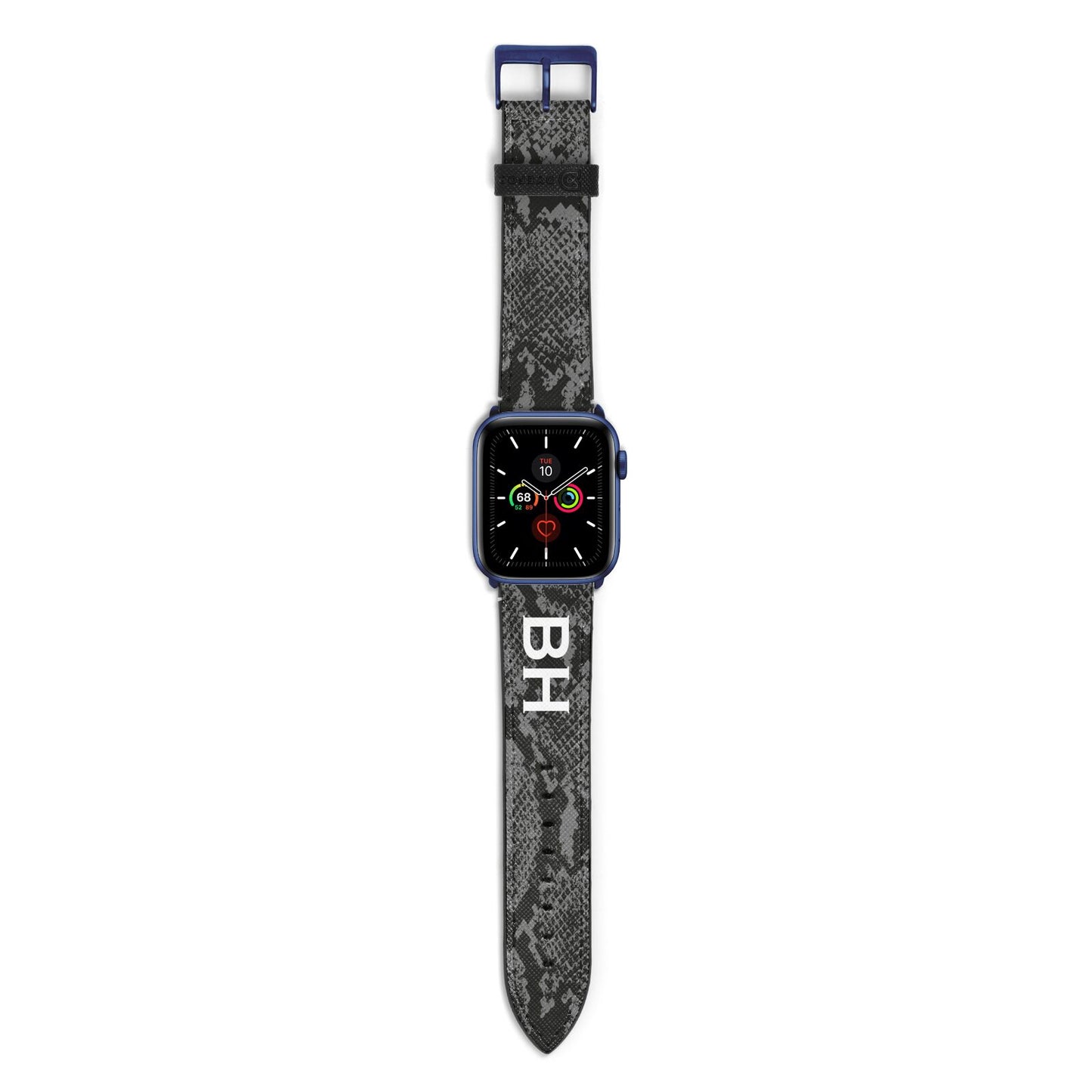 Personalised Snakeskin Apple Watch Strap with Blue Hardware
