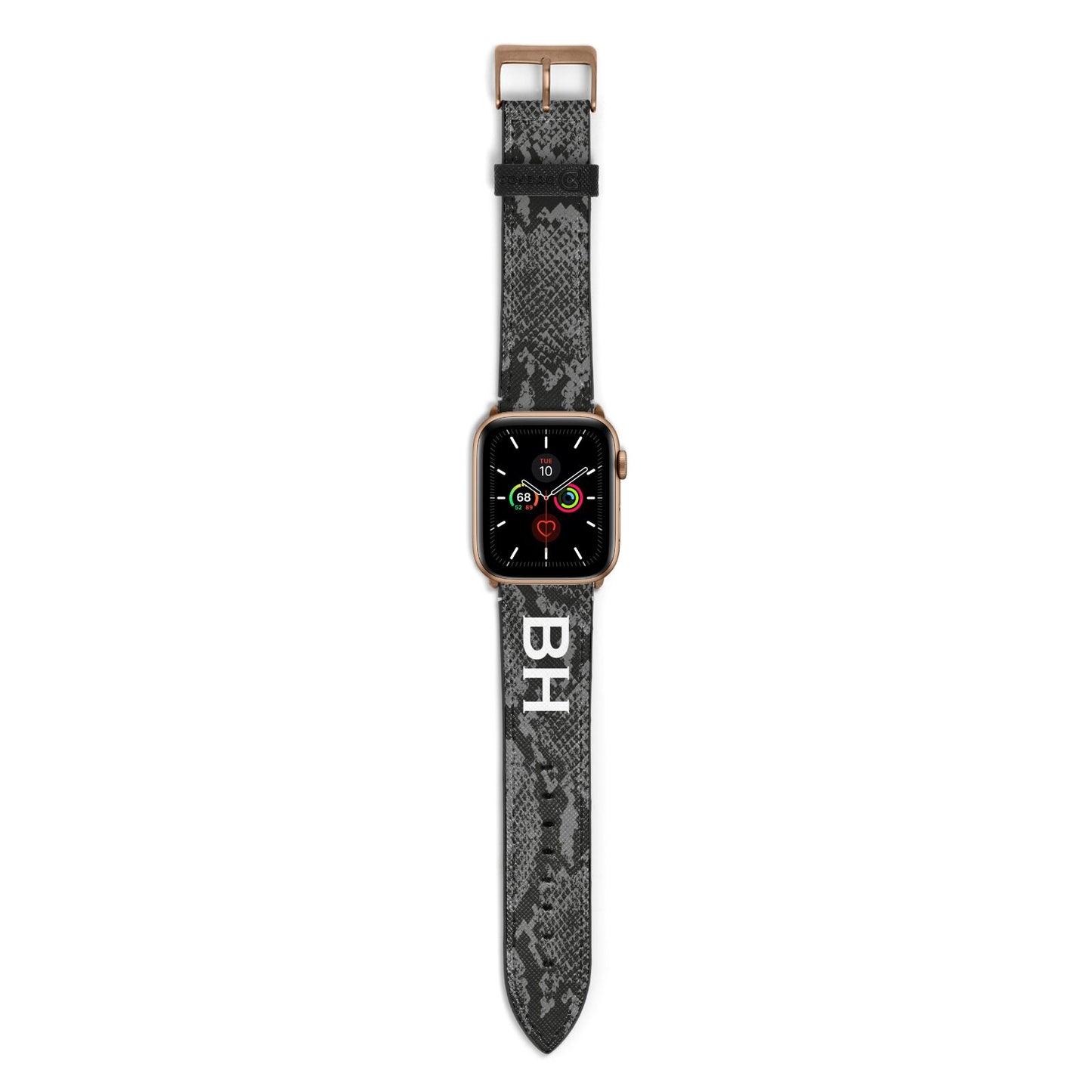Personalised Snakeskin Apple Watch Strap with Gold Hardware