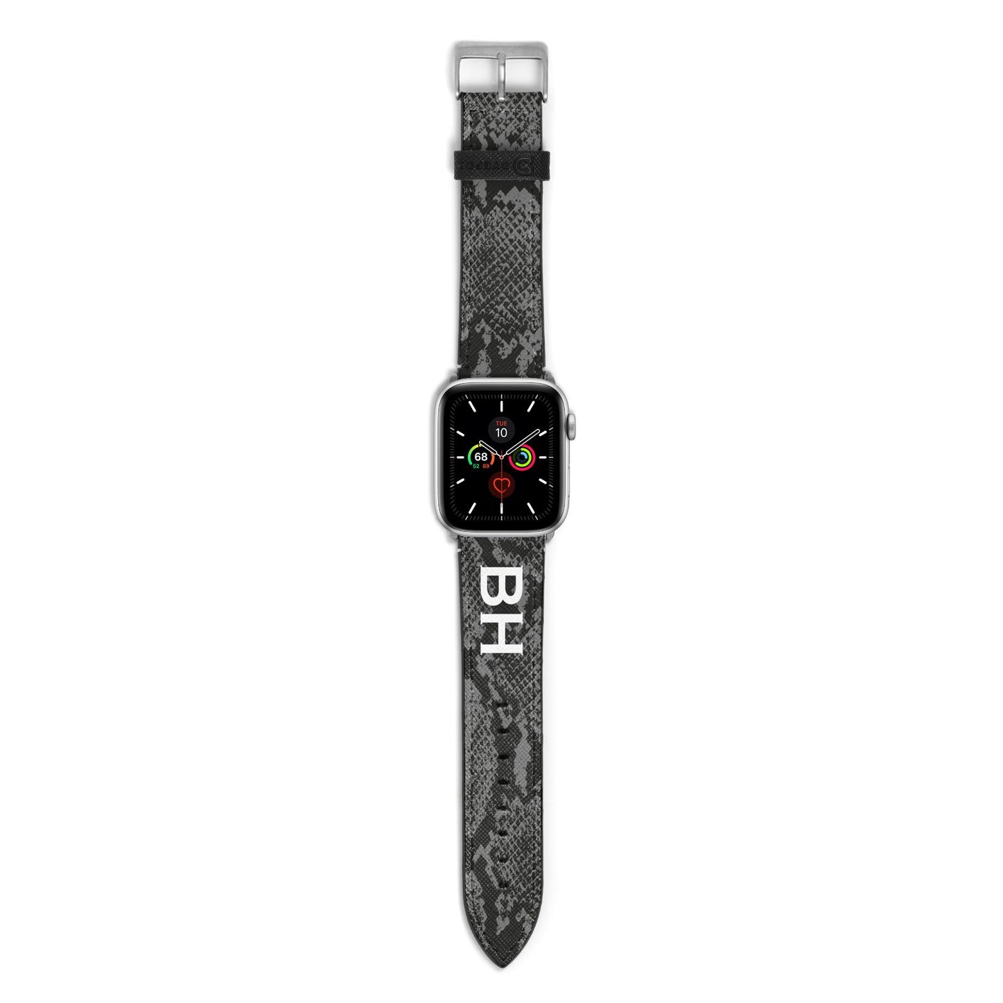 Personalised Snakeskin Apple Watch Strap with Silver Hardware