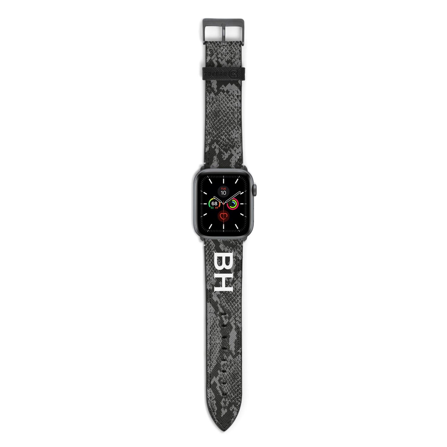 Personalised Snakeskin Apple Watch Strap with Space Grey Hardware