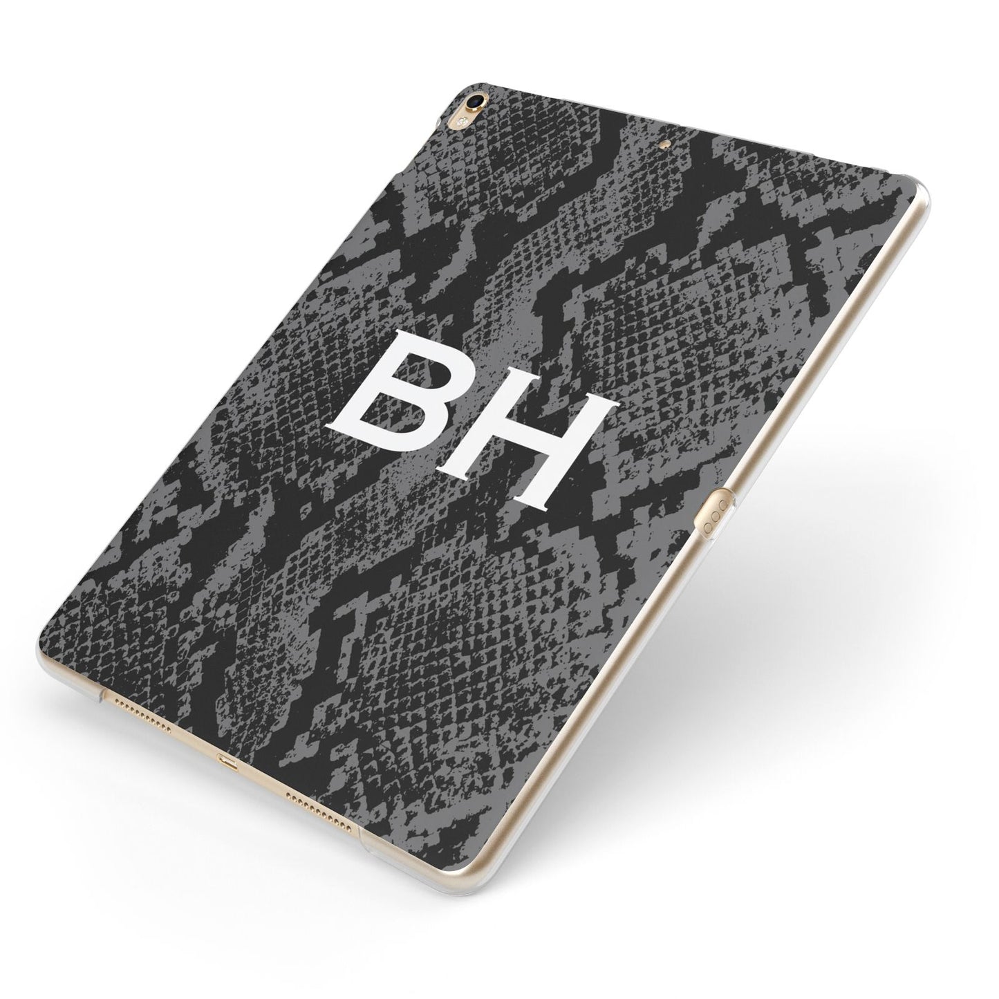 Personalised Snakeskin Apple iPad Case on Gold iPad Side View