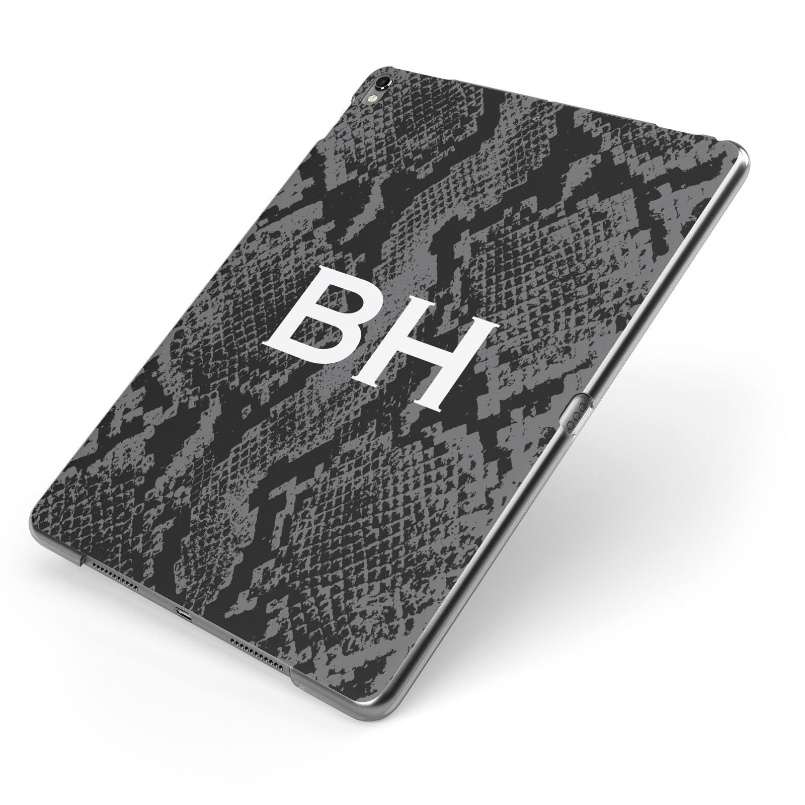 Personalised Snakeskin Apple iPad Case on Grey iPad Side View