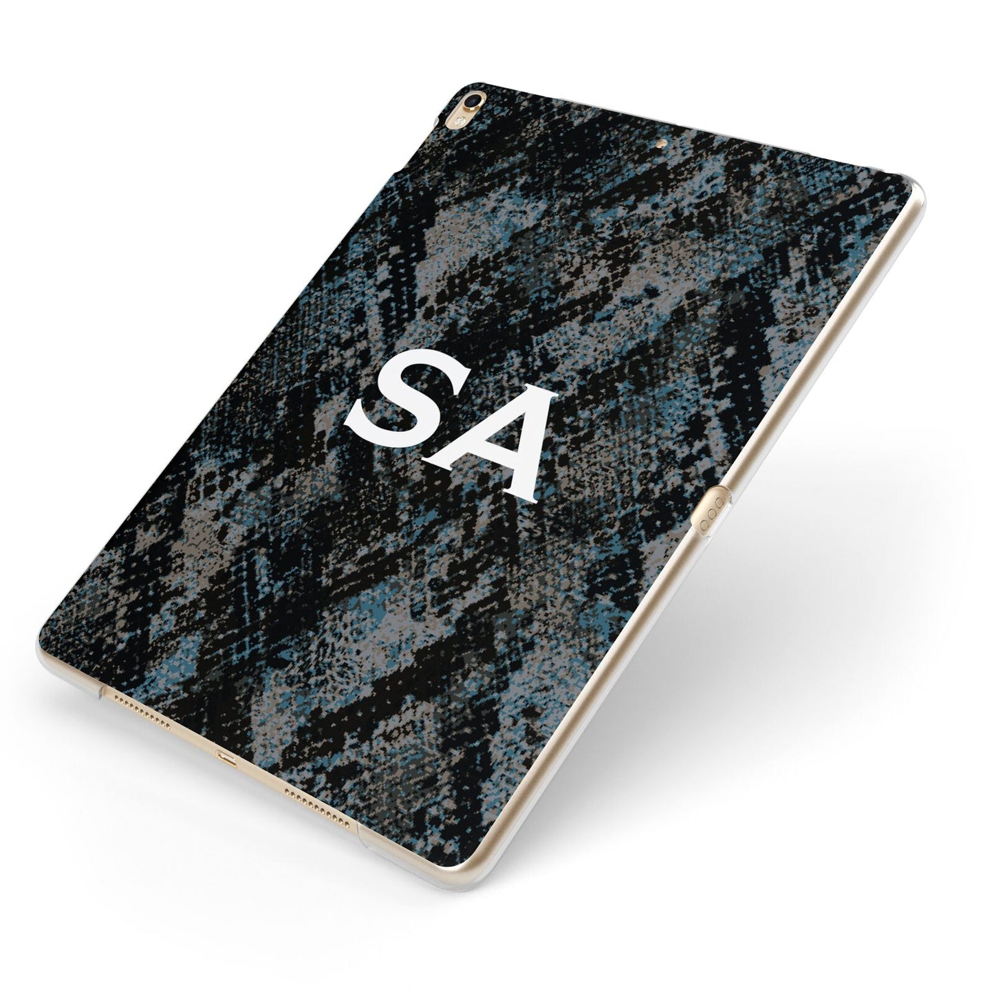 Personalised Snakeskin Effect Apple iPad Case on Gold iPad Side View