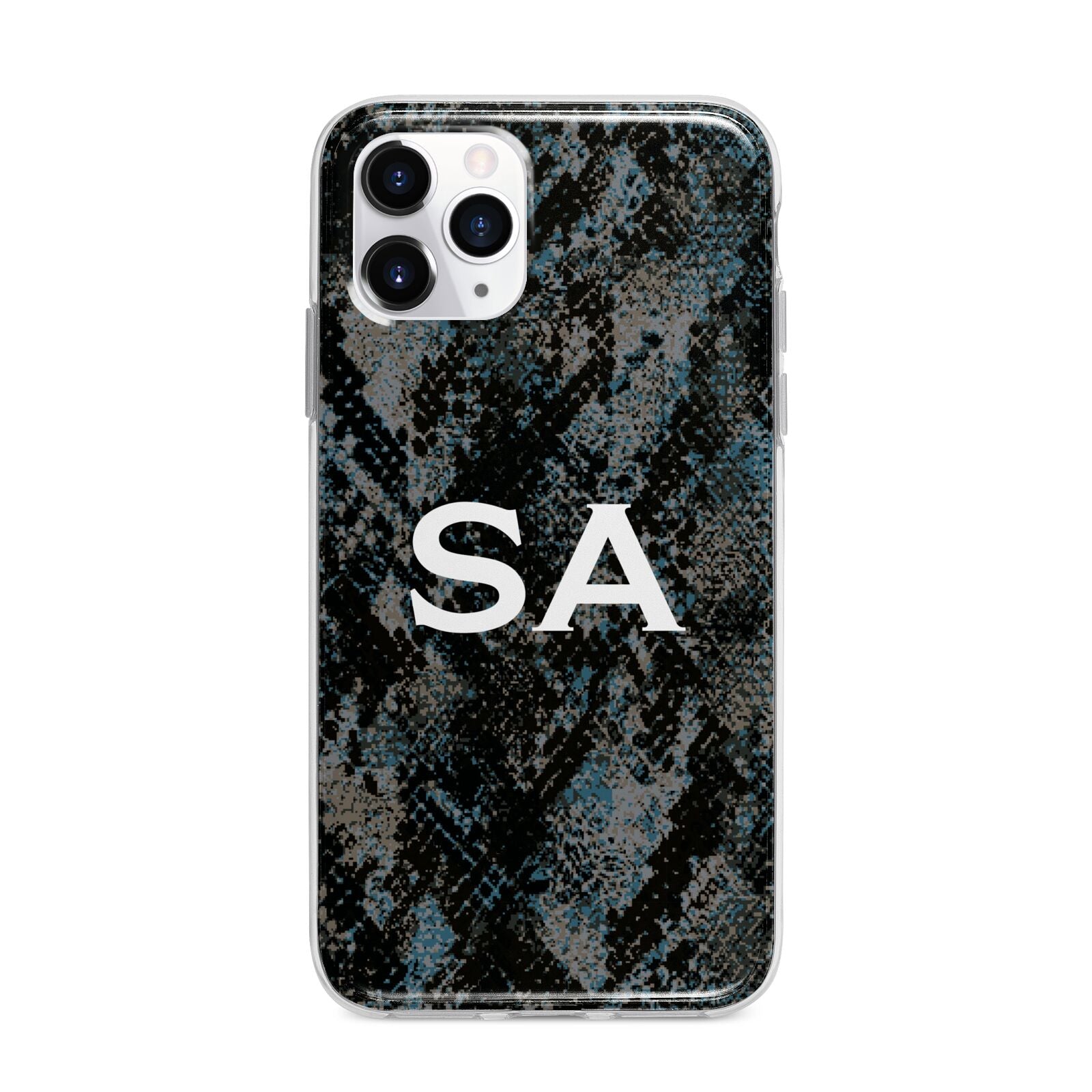 Personalised Snakeskin Effect Apple iPhone 11 Pro Max in Silver with Bumper Case