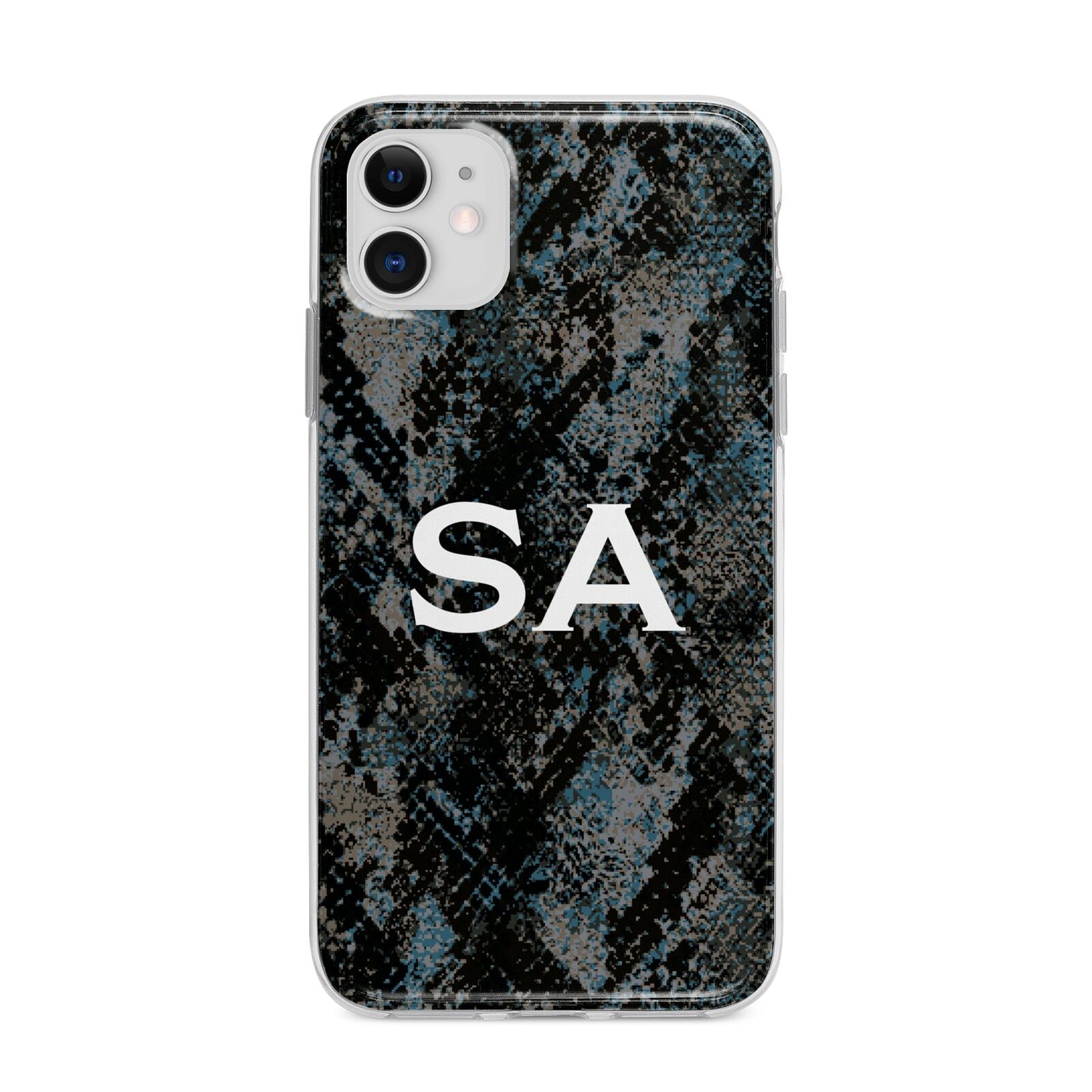 Personalised Snakeskin Effect Apple iPhone 11 in White with Bumper Case