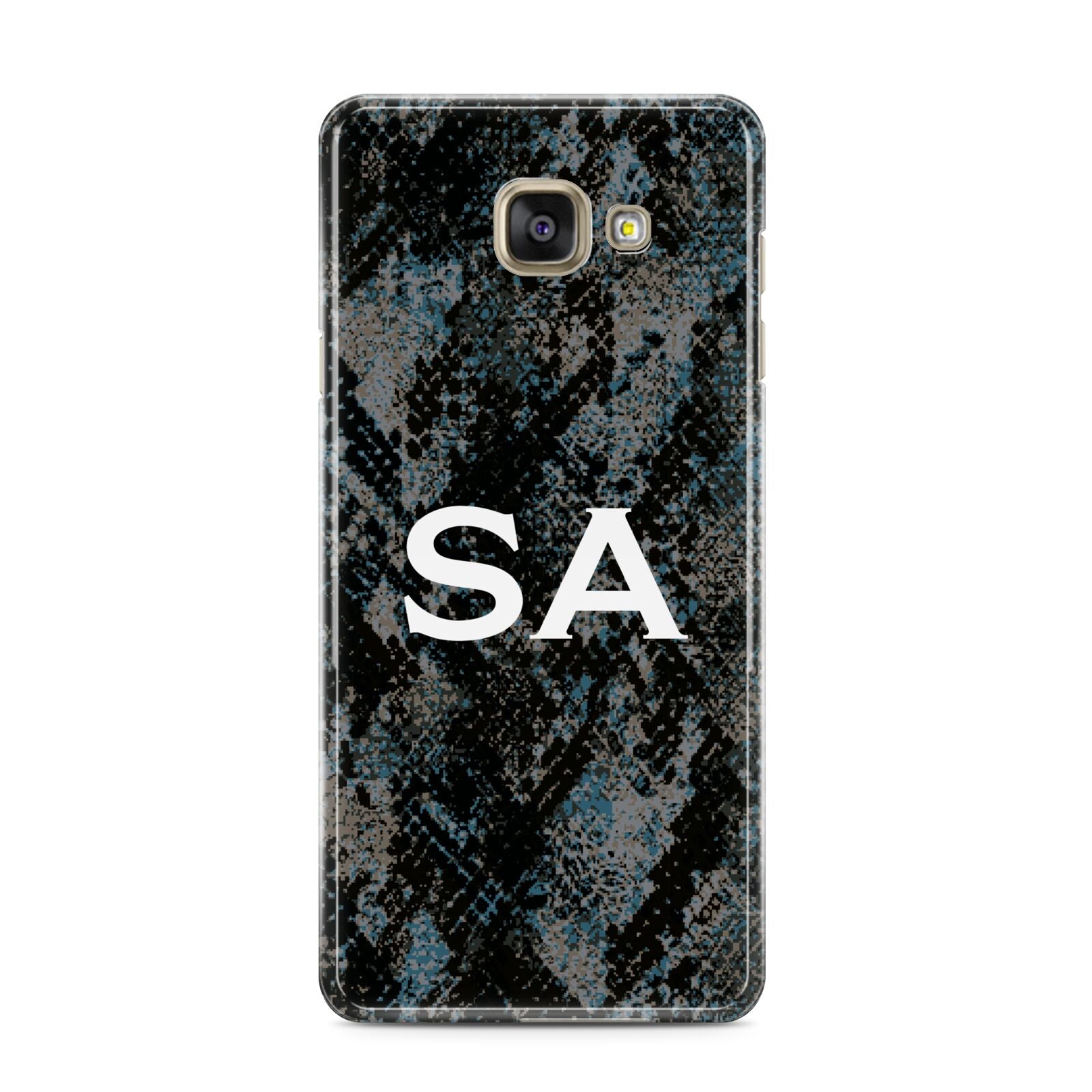 Personalised Snakeskin Effect Samsung Galaxy A3 2016 Case on gold phone