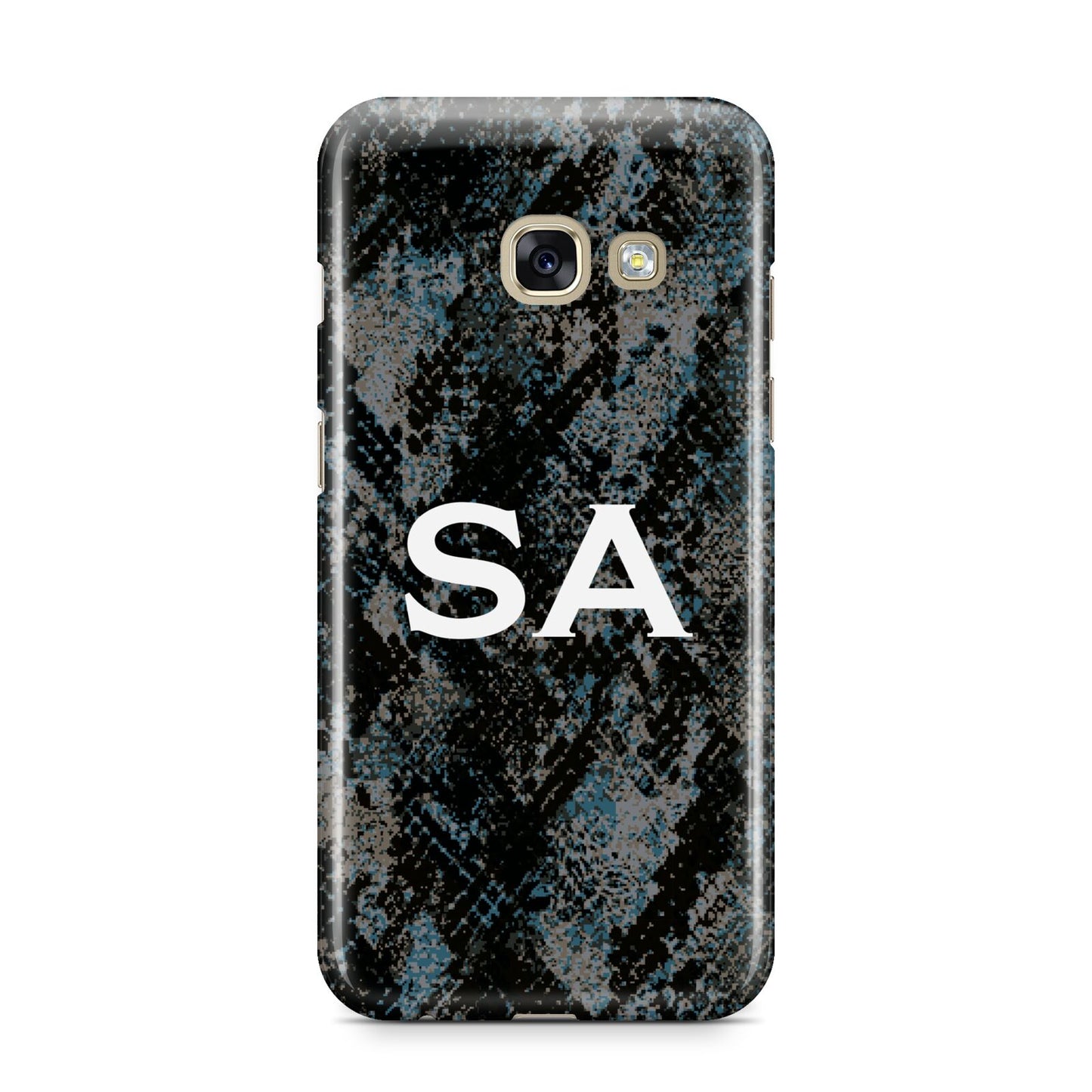 Personalised Snakeskin Effect Samsung Galaxy A3 2017 Case on gold phone