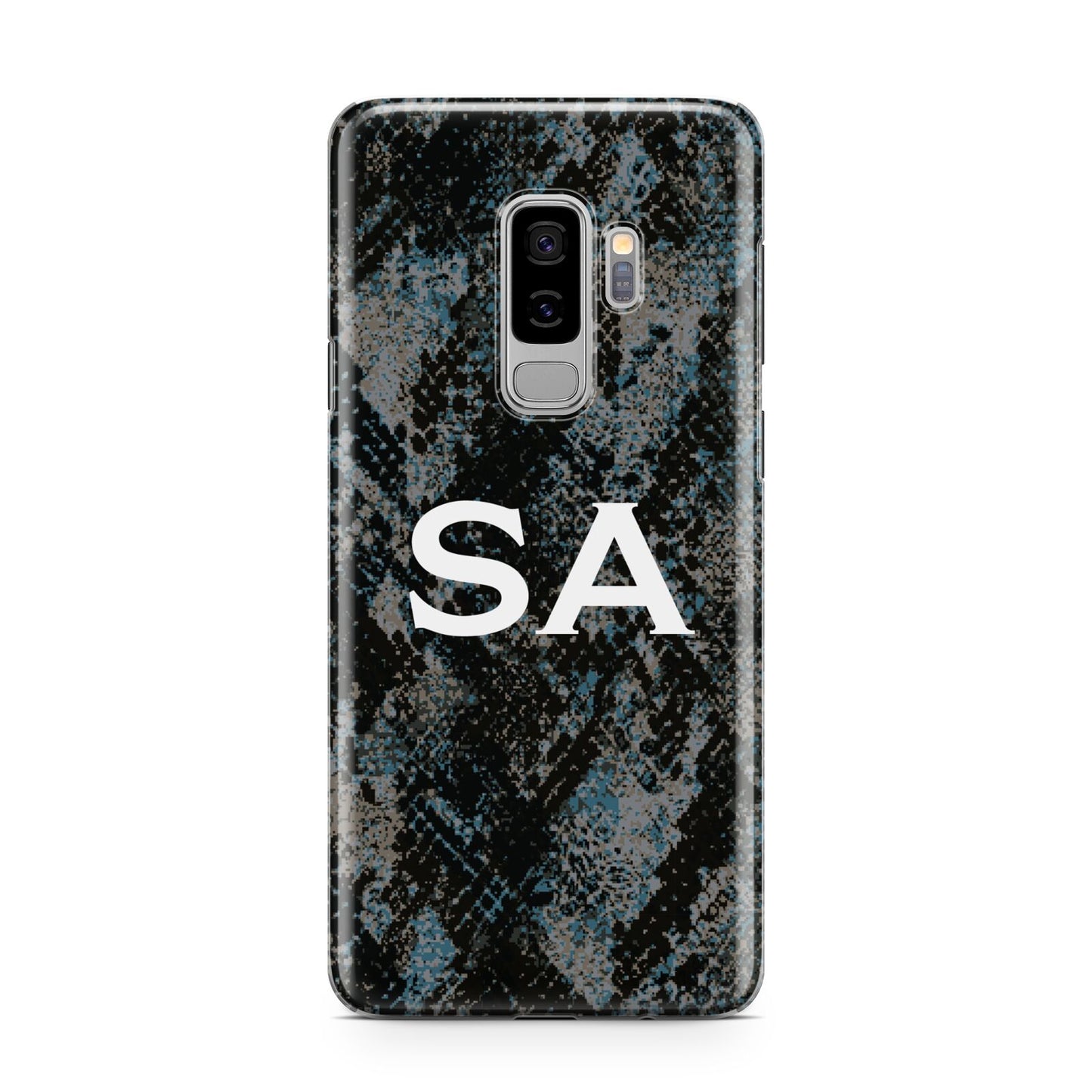 Personalised Snakeskin Effect Samsung Galaxy S9 Plus Case on Silver phone