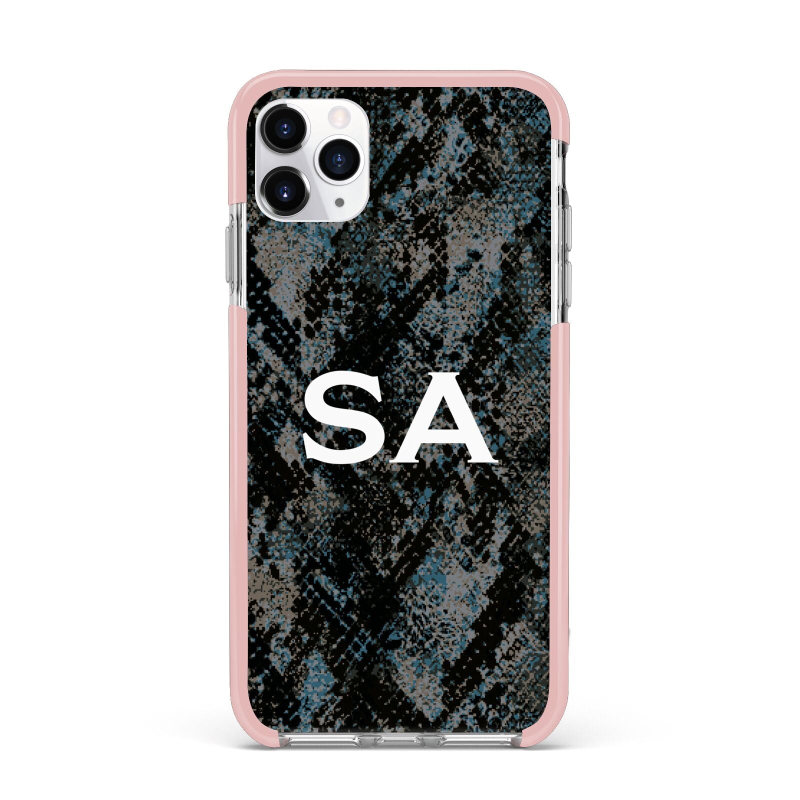 Personalised Snakeskin Effect iPhone 11 Pro Max Impact Pink Edge Case