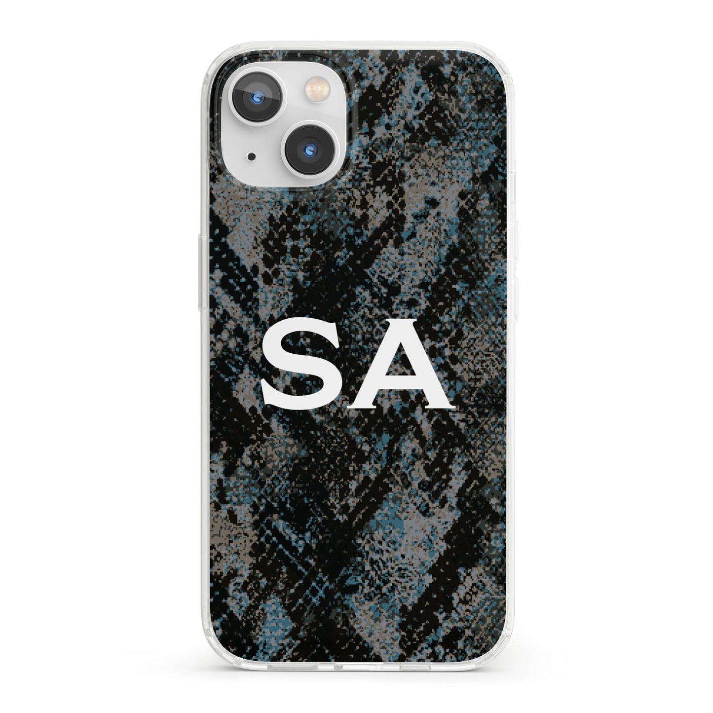 Personalised Snakeskin Effect iPhone 13 Clear Bumper Case