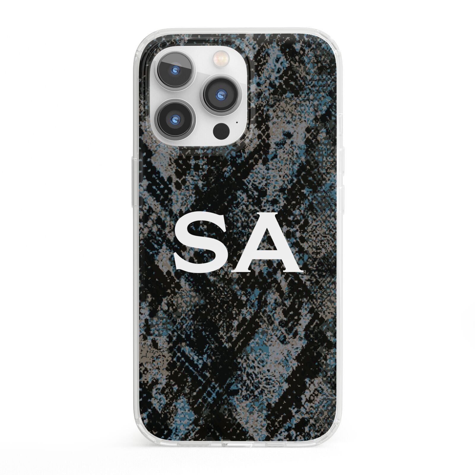 Personalised Snakeskin Effect iPhone 13 Pro Clear Bumper Case