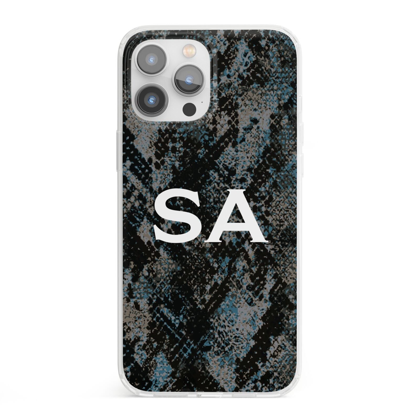 Personalised Snakeskin Effect iPhone 13 Pro Max Clear Bumper Case