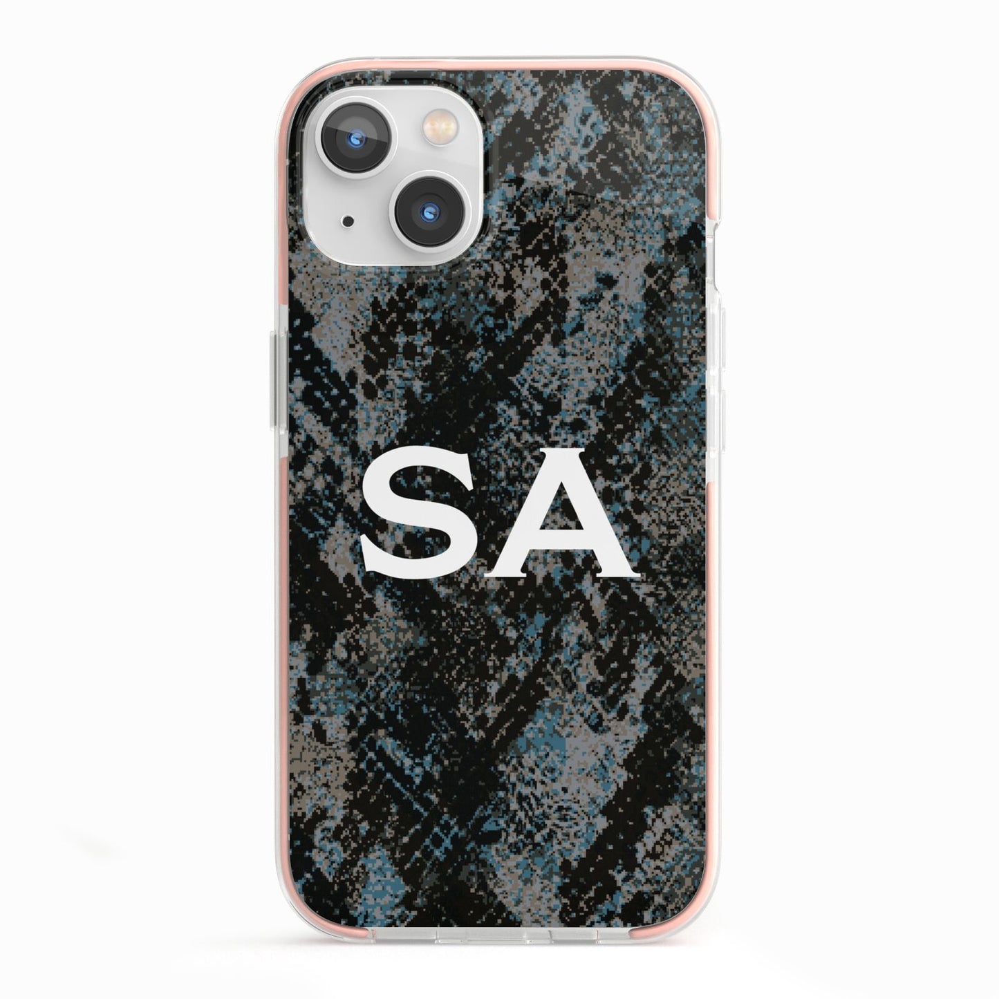 Personalised Snakeskin Effect iPhone 13 TPU Impact Case with Pink Edges