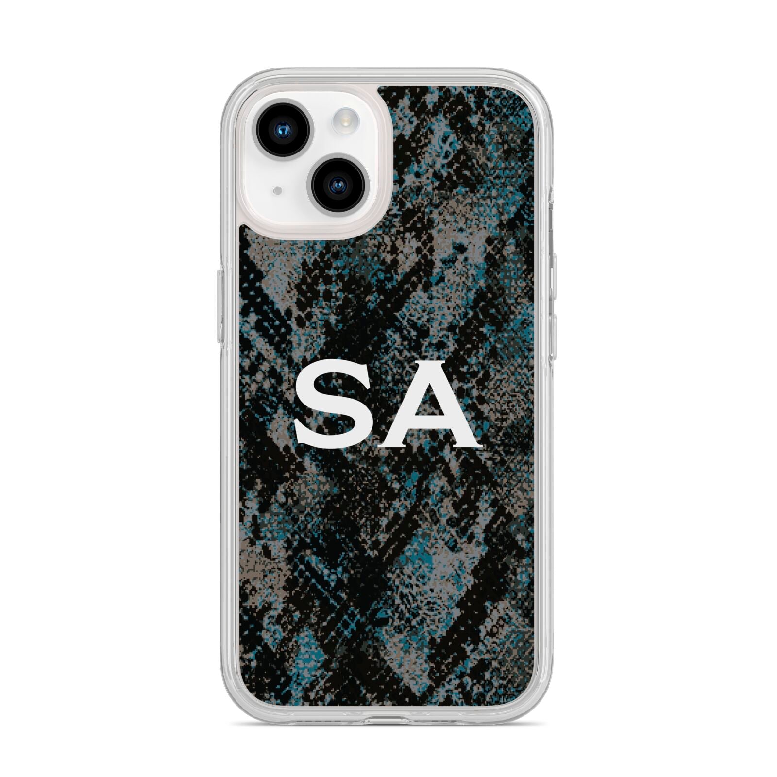 Personalised Snakeskin Effect iPhone 14 Clear Tough Case Starlight