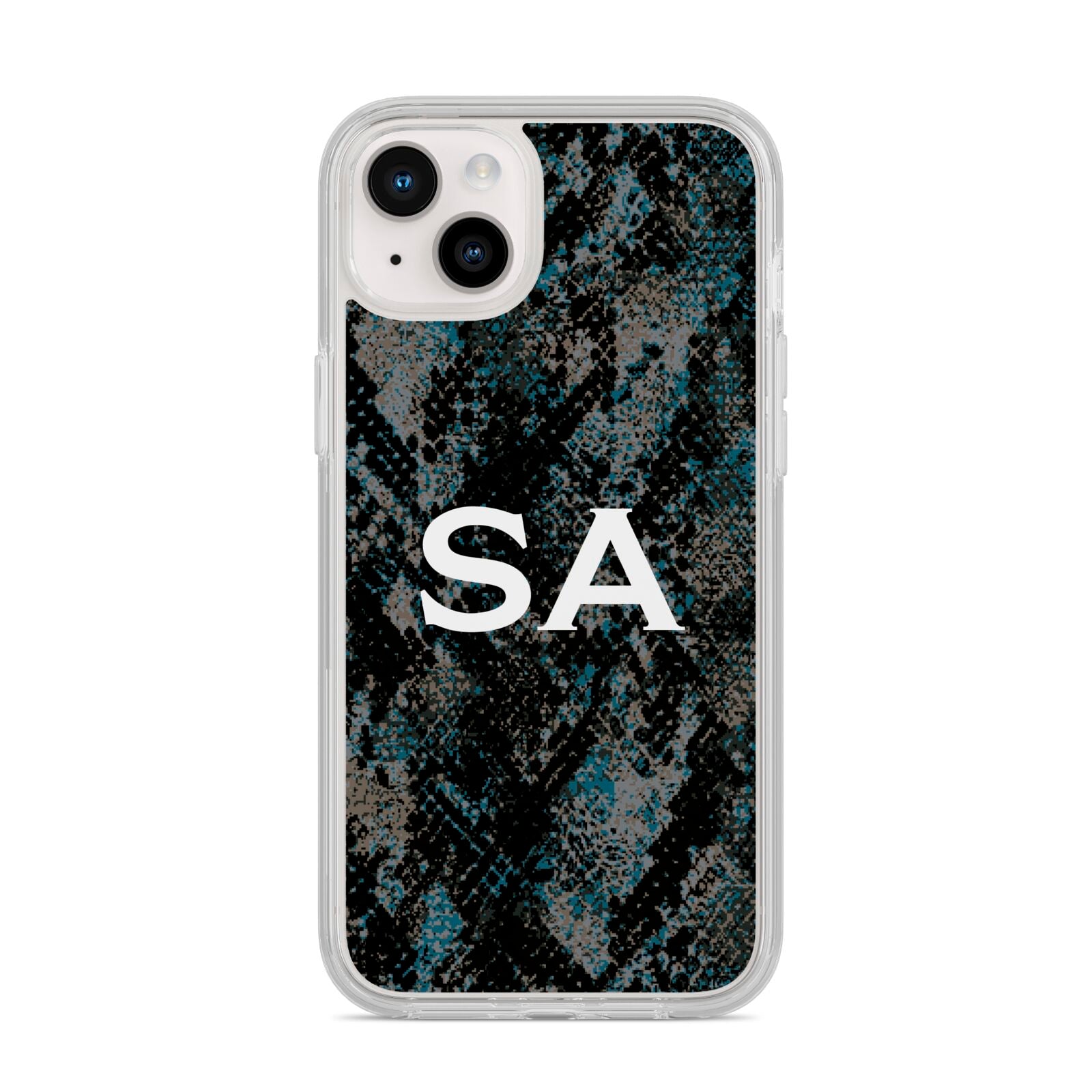 Personalised Snakeskin Effect iPhone 14 Plus Clear Tough Case Starlight