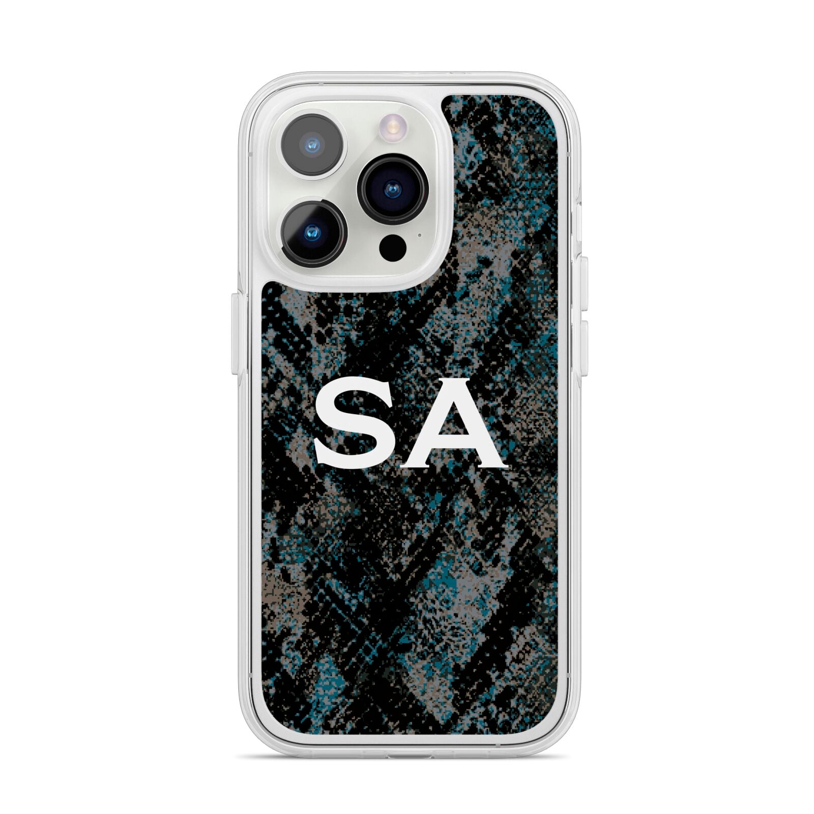 Personalised Snakeskin Effect iPhone 14 Pro Clear Tough Case Silver