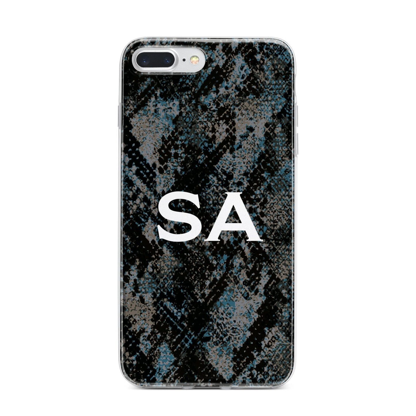 Personalised Snakeskin Effect iPhone 7 Plus Bumper Case on Silver iPhone