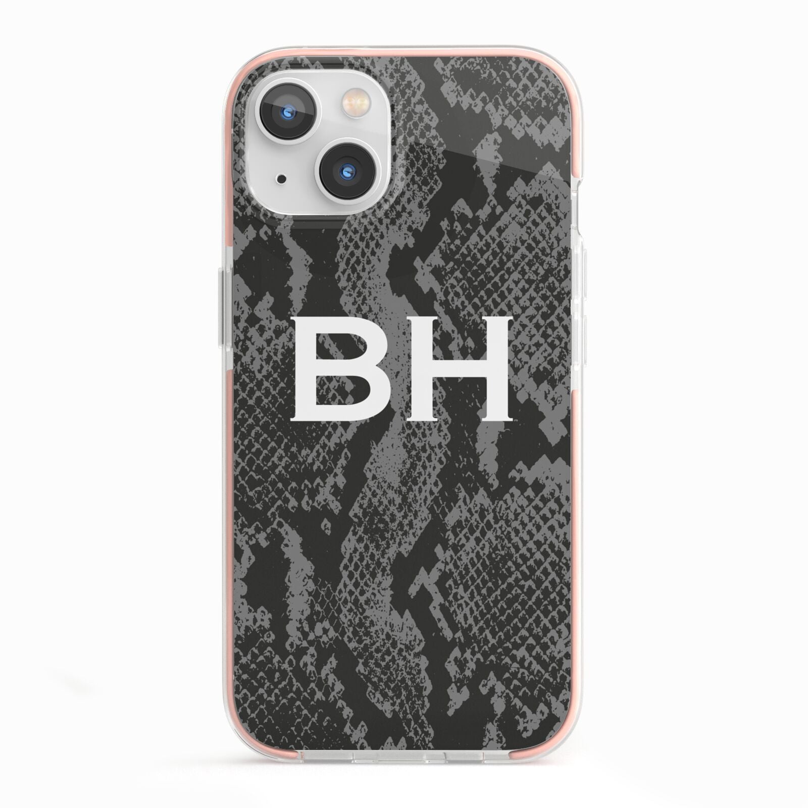 Personalised Snakeskin iPhone 13 TPU Impact Case with Pink Edges