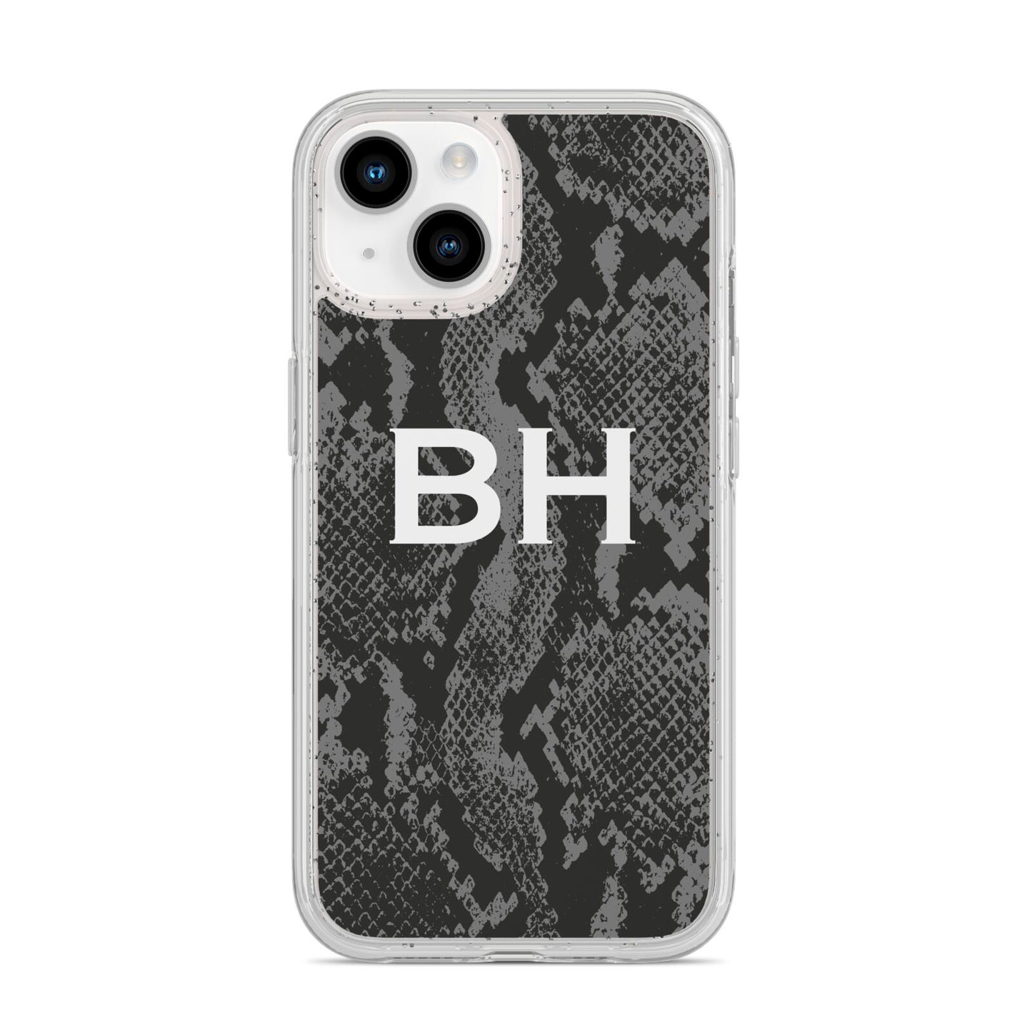 Personalised Snakeskin iPhone 14 Glitter Tough Case Starlight