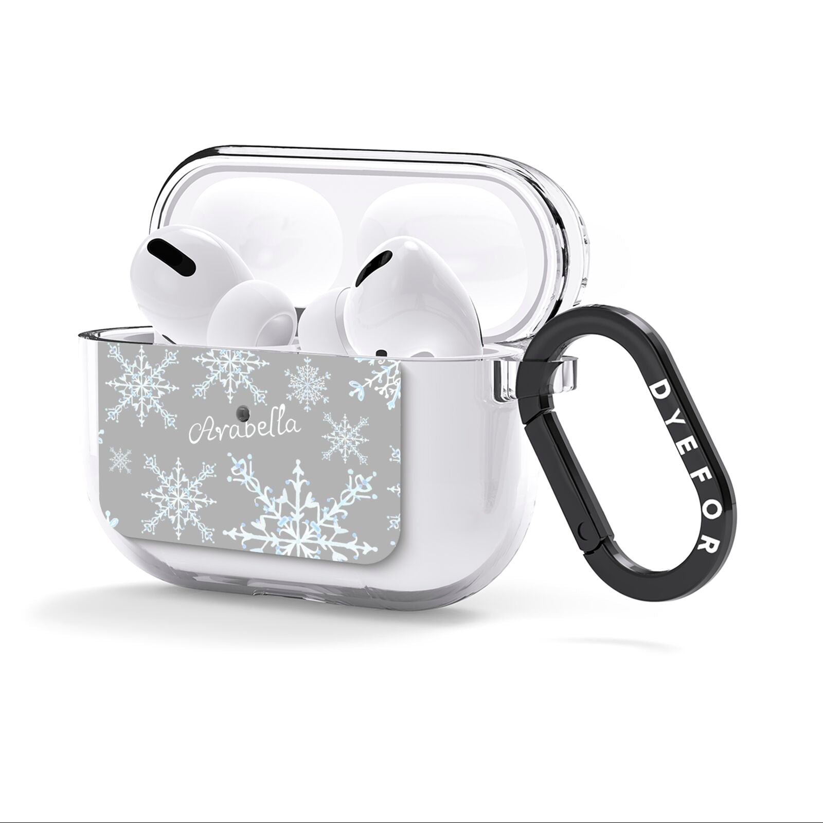 Personalised Snowflake AirPods Clear Case 3rd Gen Side Image