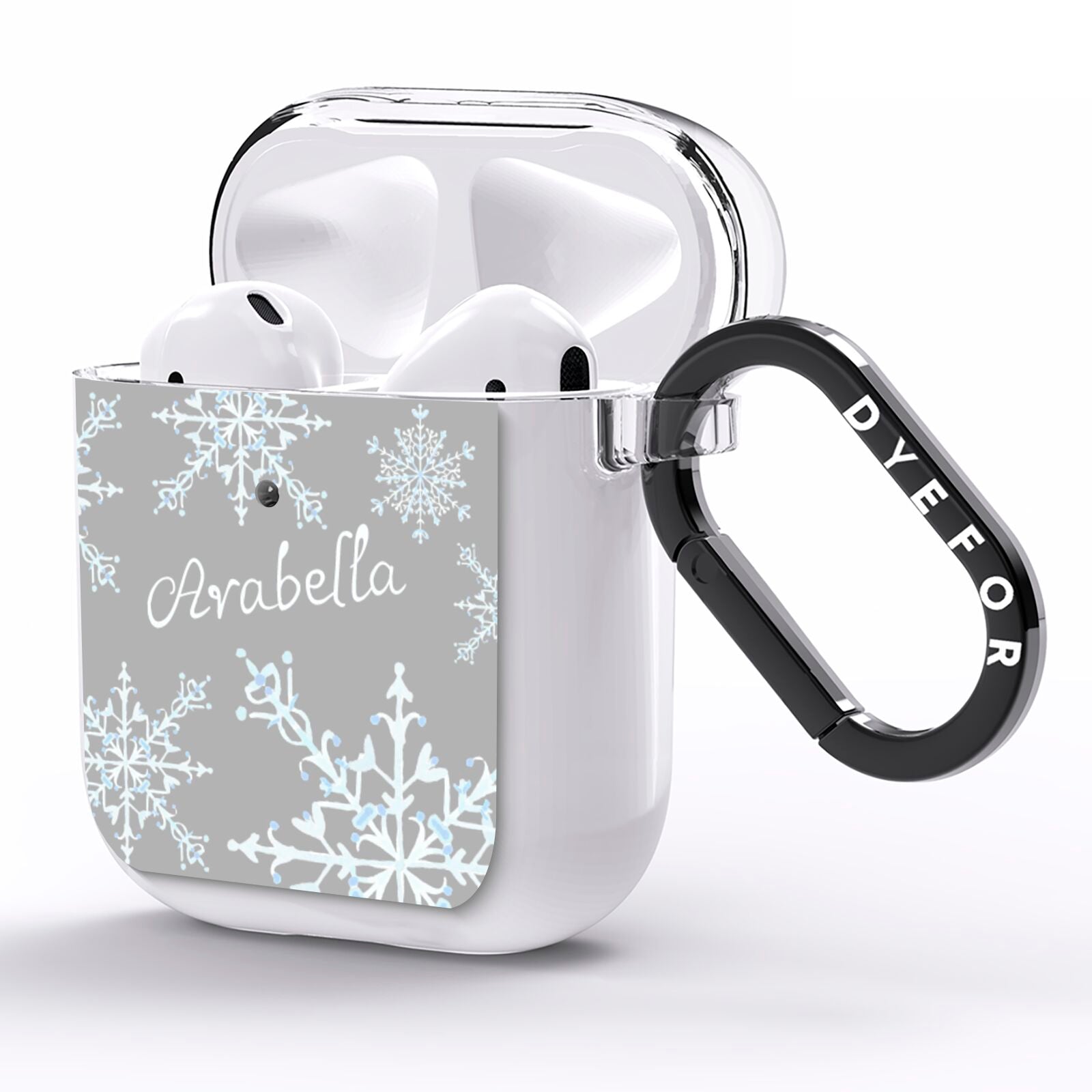 Personalised Snowflake AirPods Clear Case Side Image