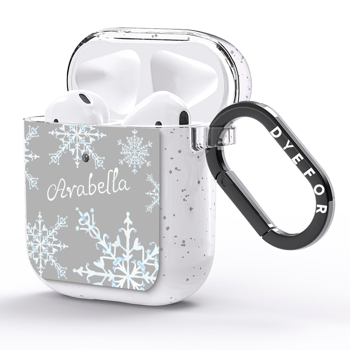 Personalised Snowflake AirPods Glitter Case Side Image