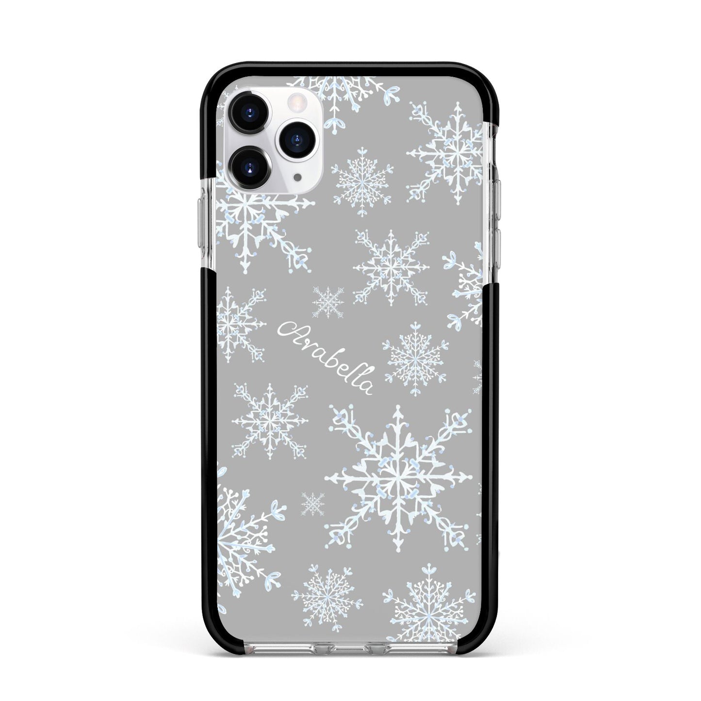 Personalised Snowflake Apple iPhone 11 Pro Max in Silver with Black Impact Case