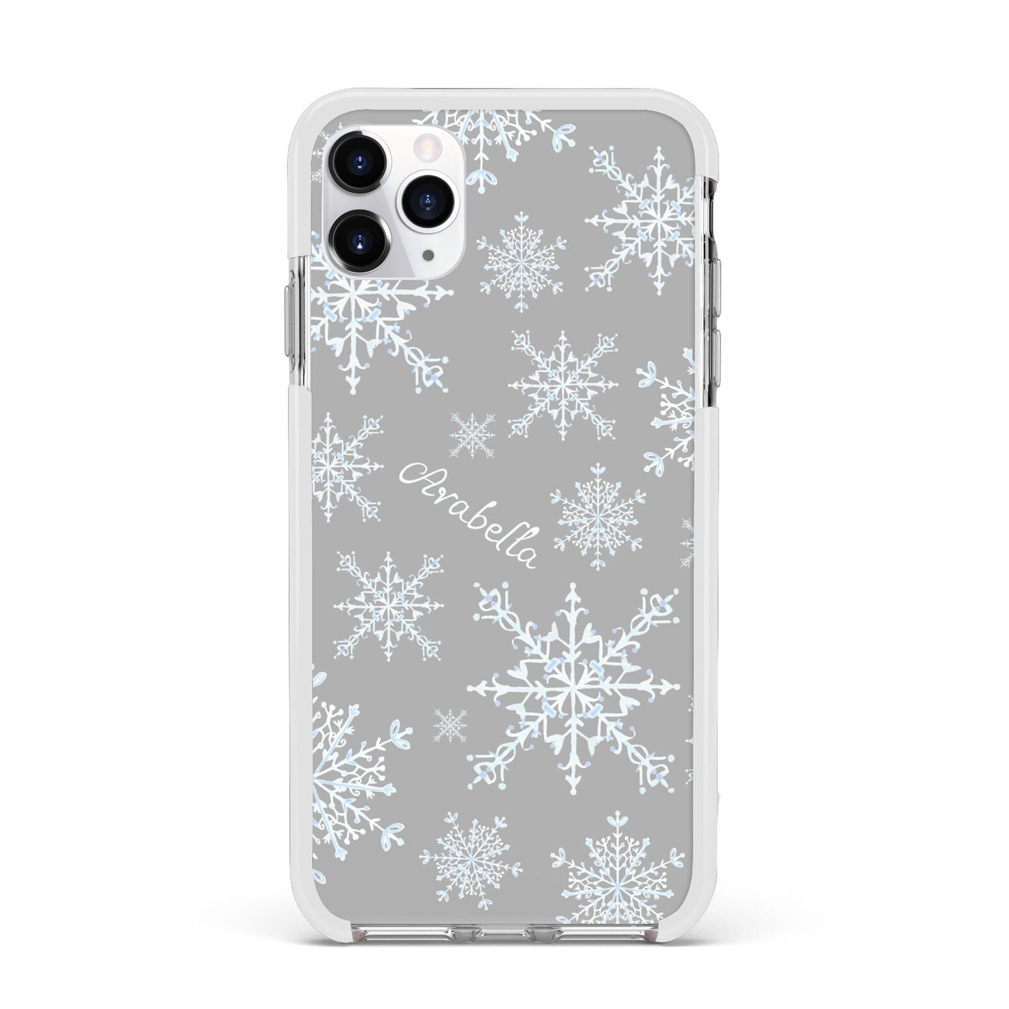 Personalised Snowflake Apple iPhone 11 Pro Max in Silver with White Impact Case