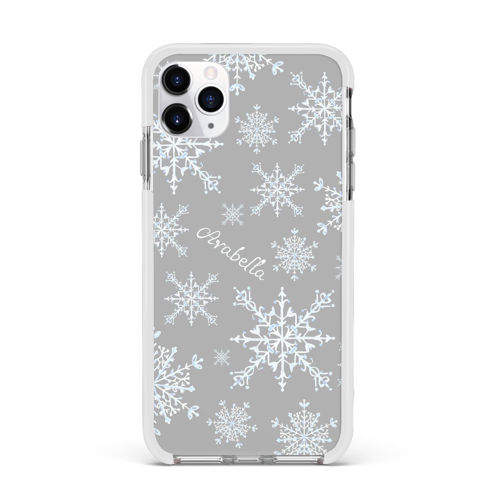 Personalised Snowflake Apple iPhone 11 Pro Max in Silver with White Impact Case