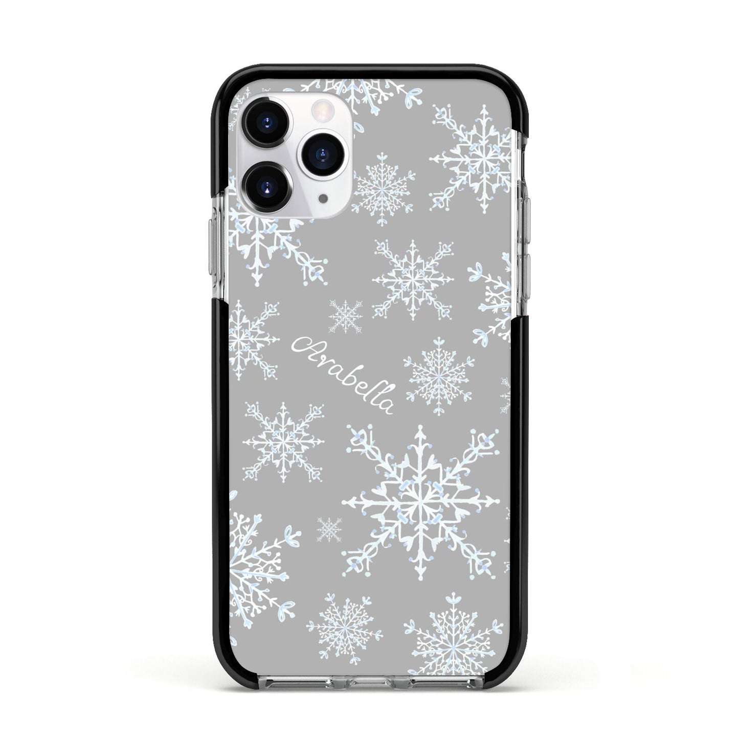 Personalised Snowflake Apple iPhone 11 Pro in Silver with Black Impact Case