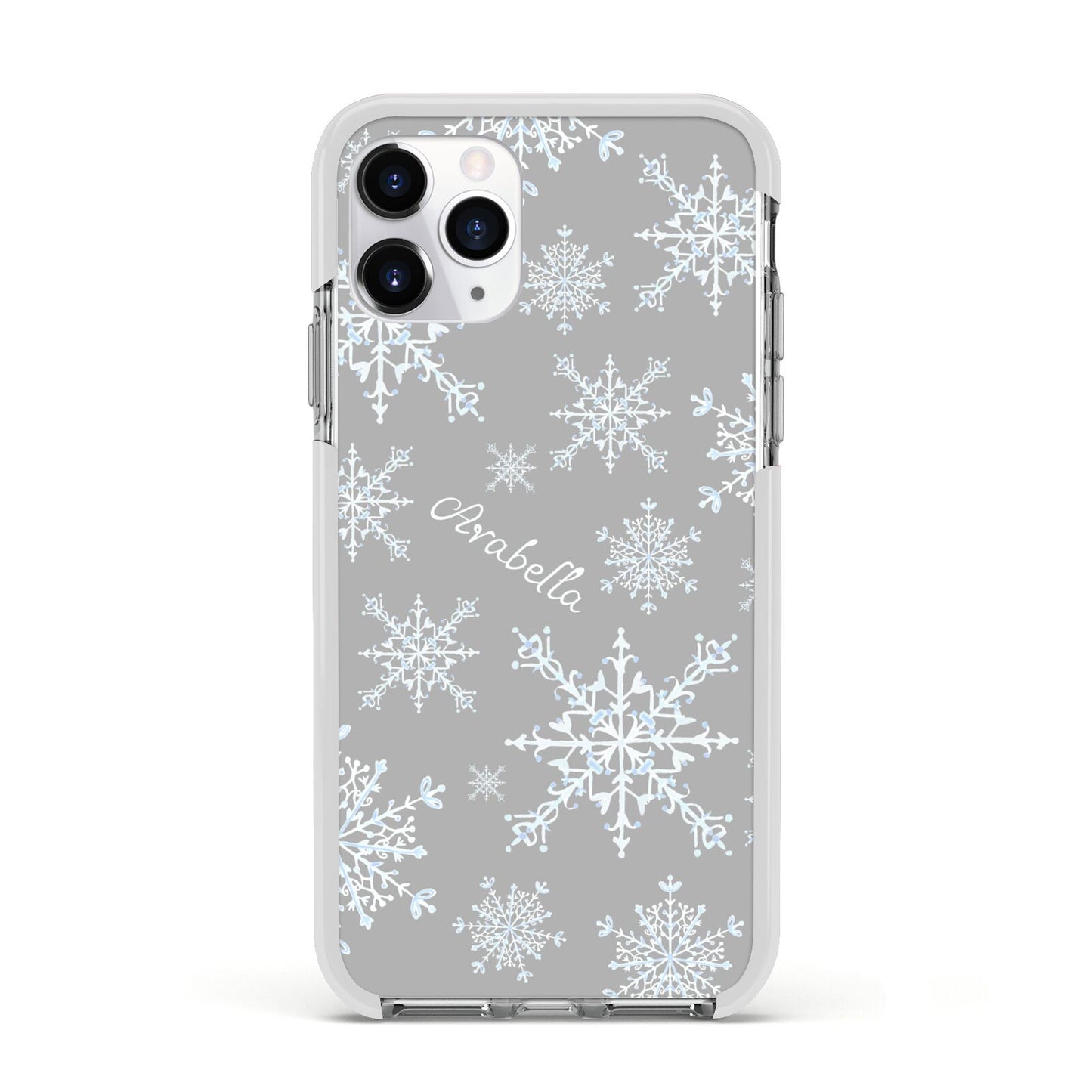 Personalised Snowflake Apple iPhone 11 Pro in Silver with White Impact Case