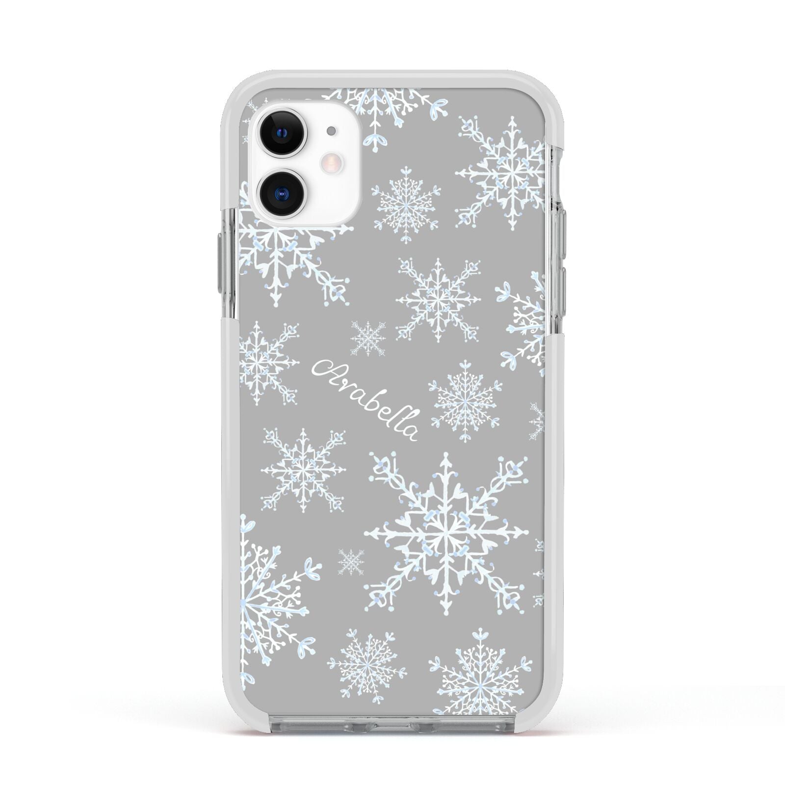 Personalised Snowflake Apple iPhone 11 in White with White Impact Case