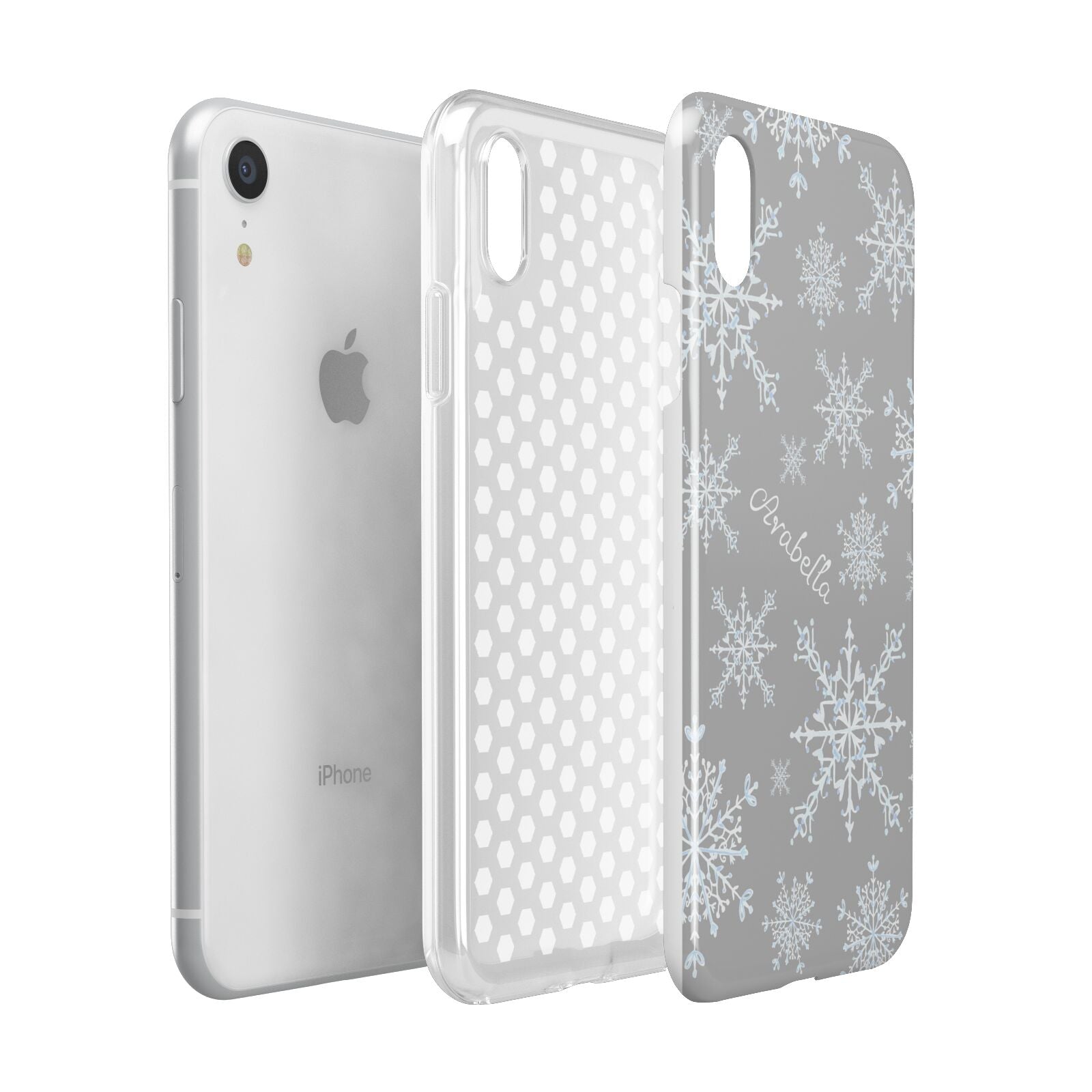 Personalised Snowflake Apple iPhone XR White 3D Tough Case Expanded view