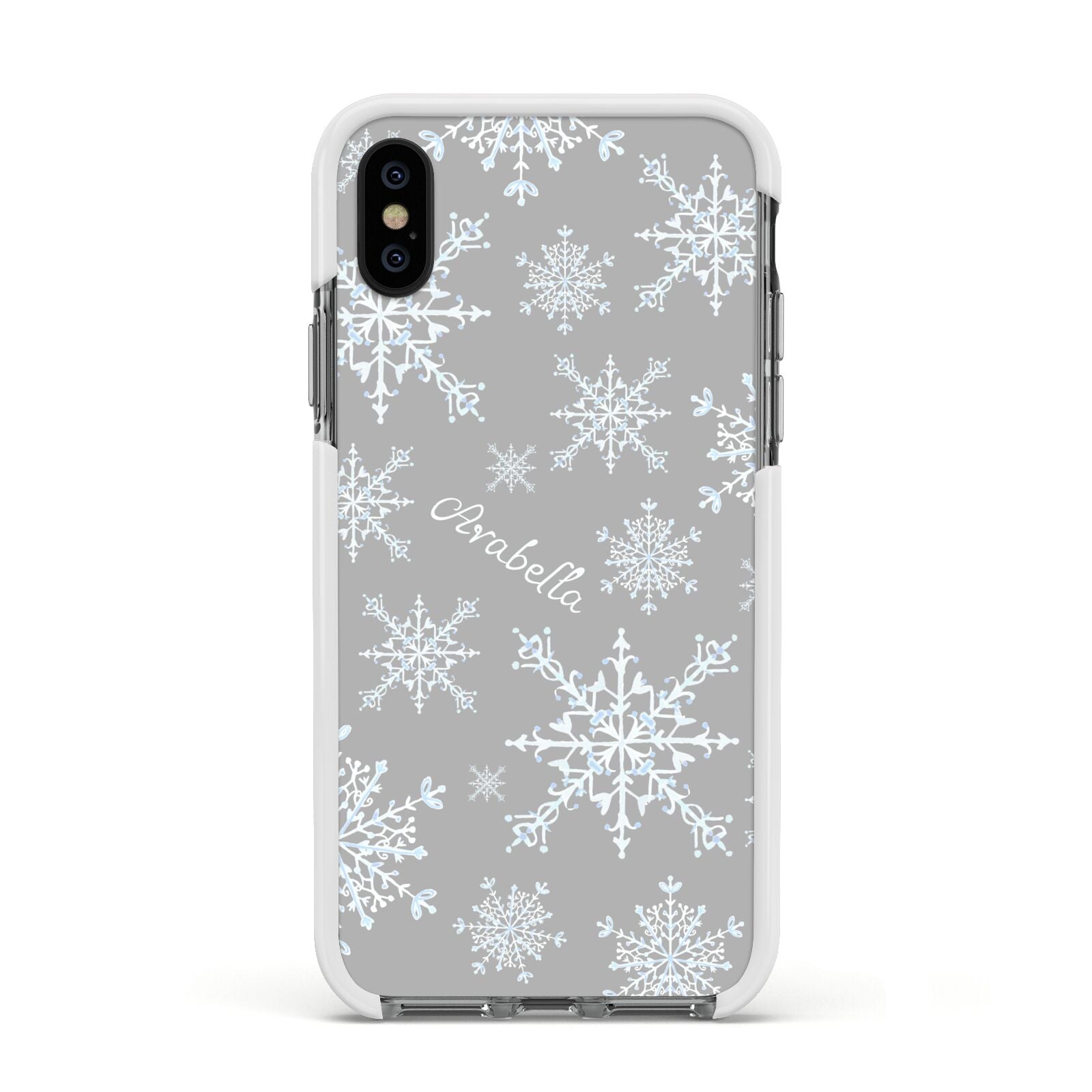 Personalised Snowflake Apple iPhone Xs Impact Case White Edge on Black Phone